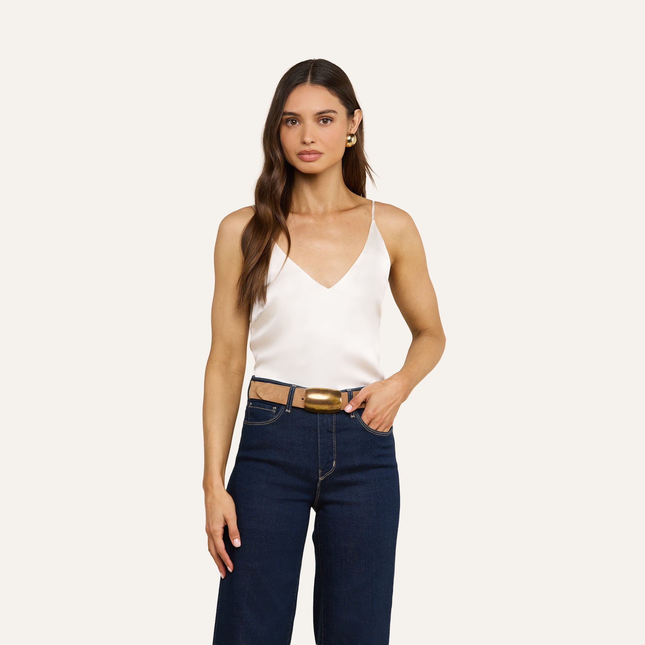Gabriella Silk Camisole in Ivory | L'AGENCE