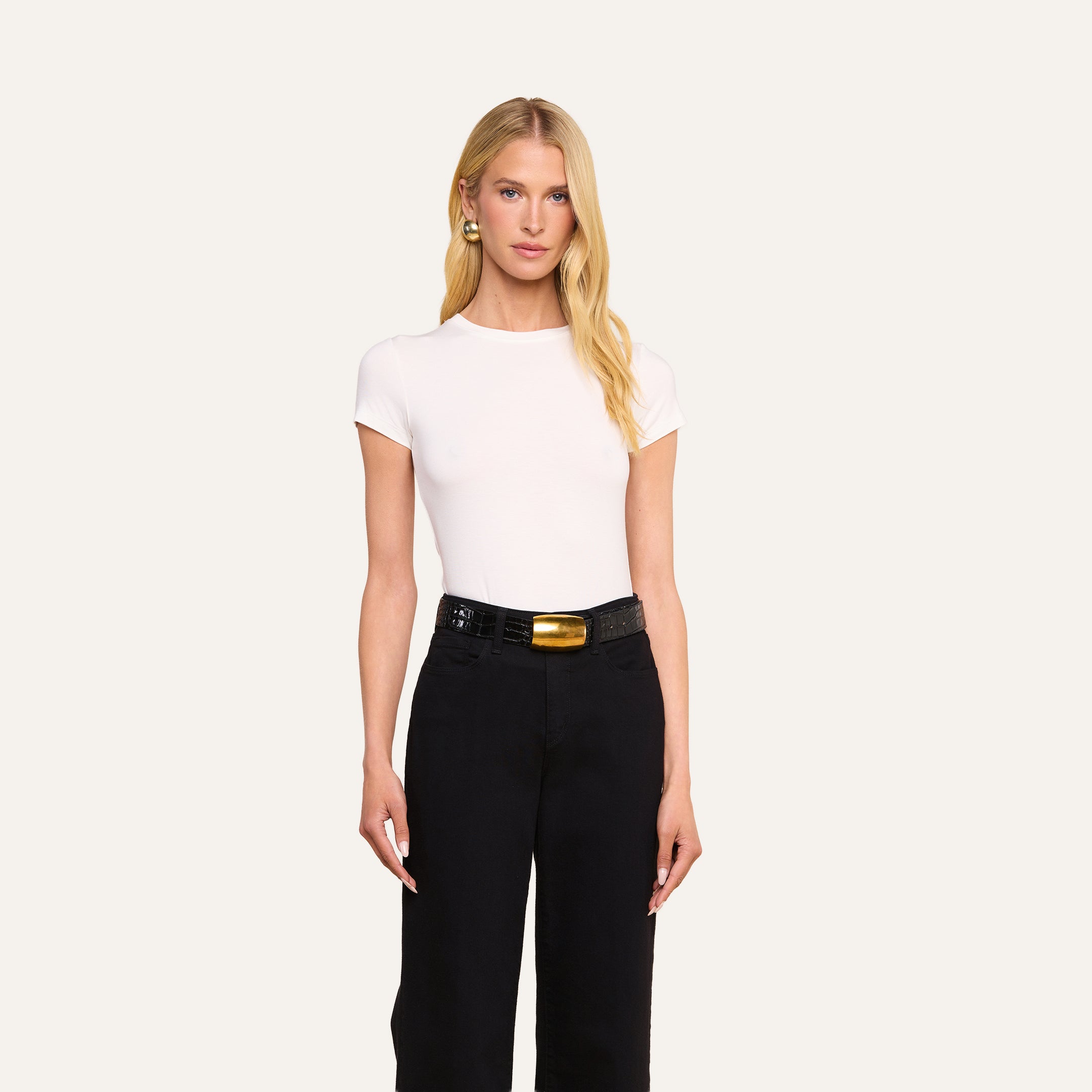 Ressi Fitted Tee in White | L'AGENCE