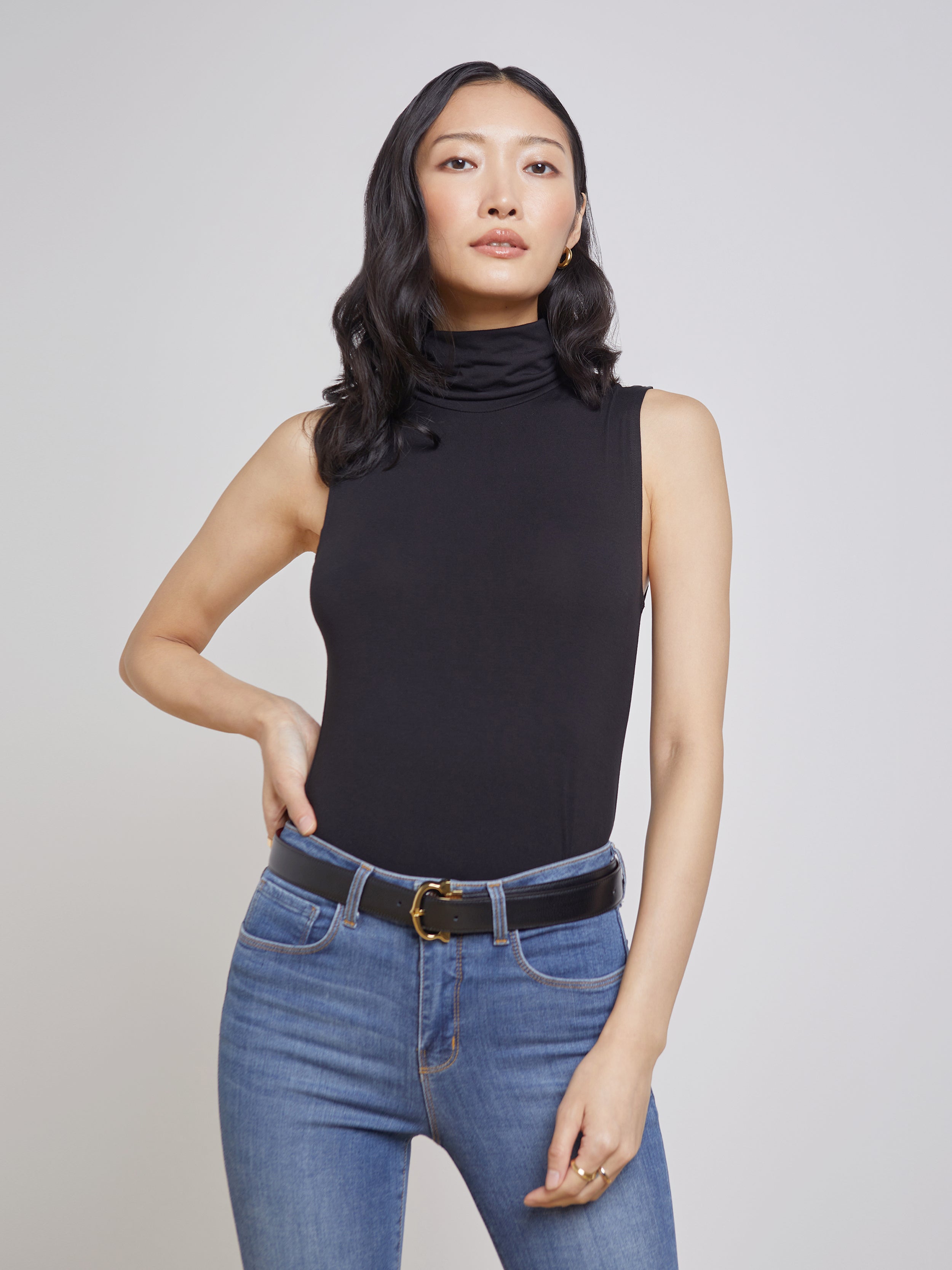 Sleeveless Turtleneck Crop Top Spandex Turtleneck Tops Ceci
