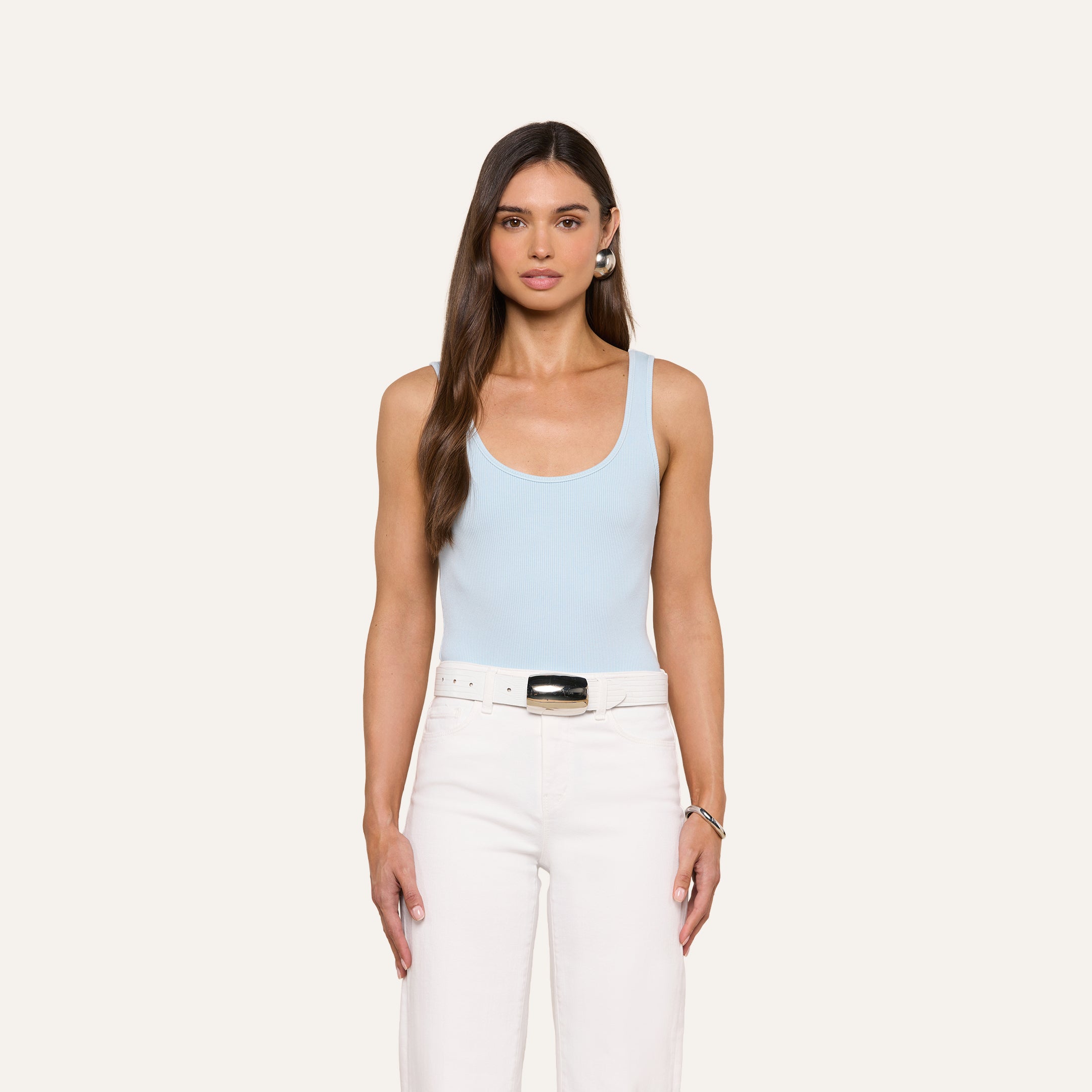 Nica Scoopneck Bodysuit in Cool Blue | L'AGENCE
