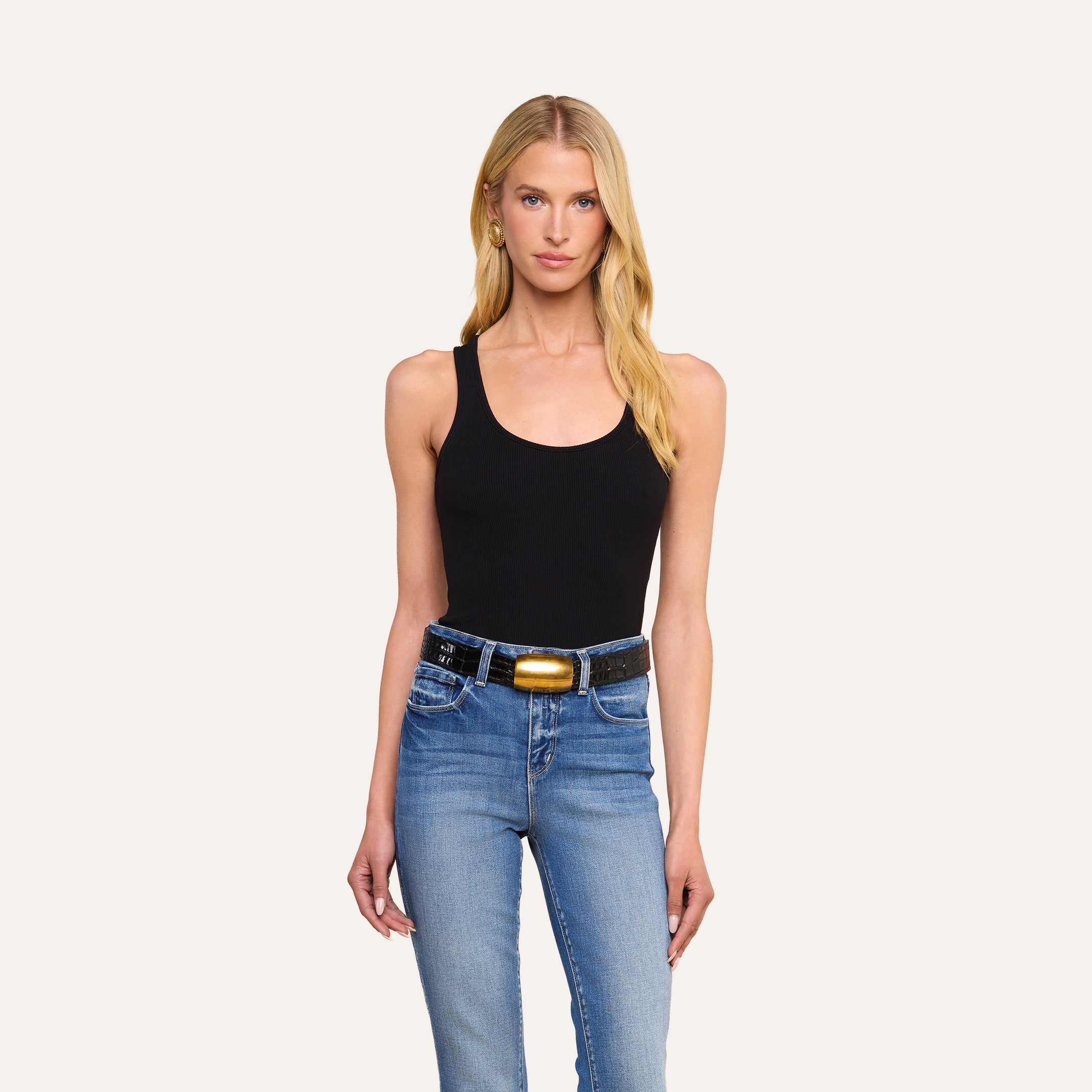 Adira Scoopneck Tank in Black | L'AGENCE