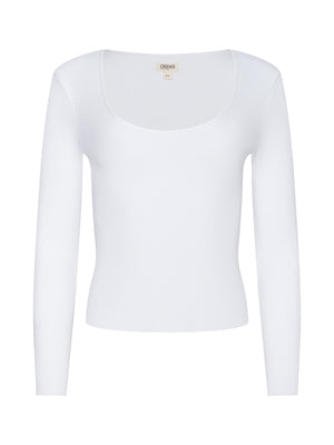 القرمزي scoopneck تي شيرت