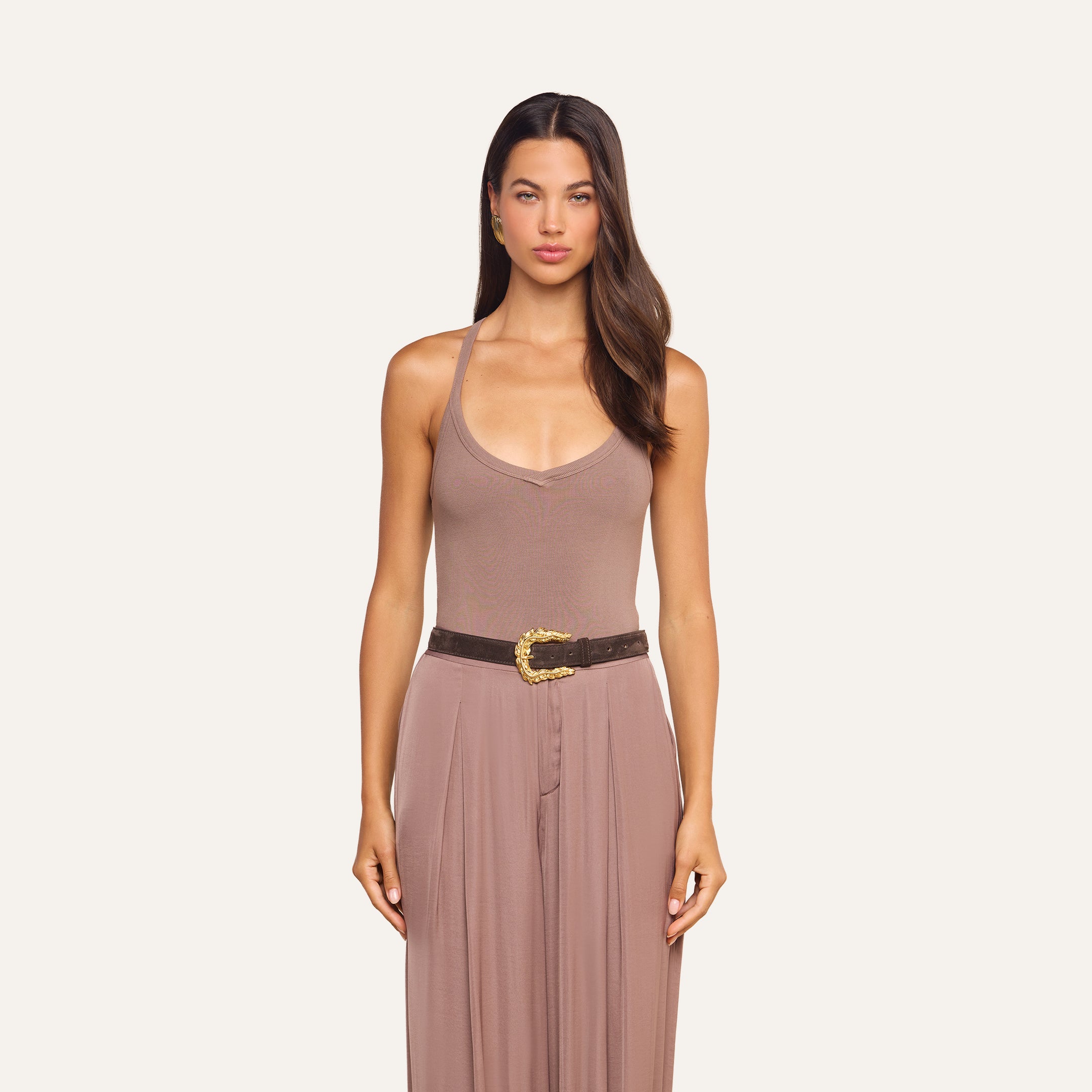 L'AGENCE Wrenna Racerback Bodysuit In Cardamom