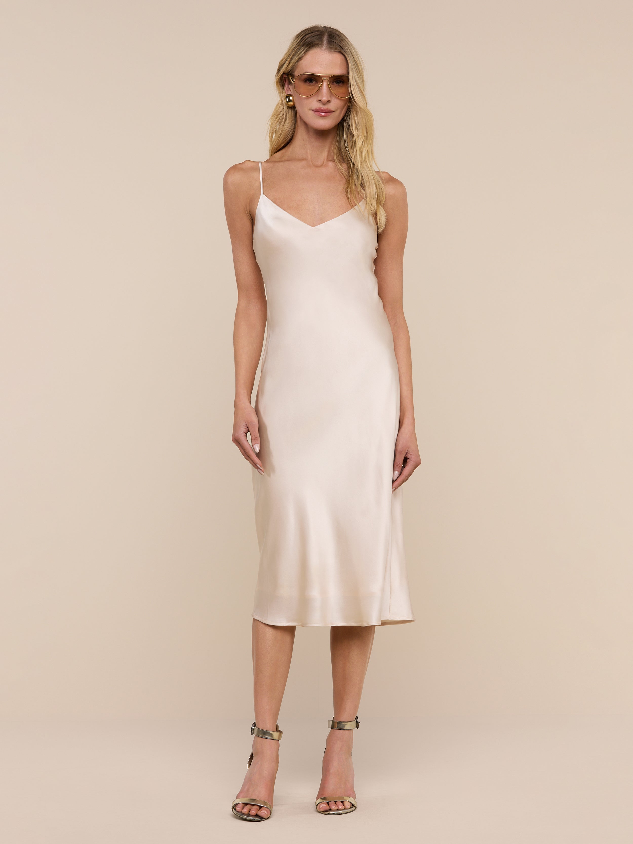 Jodie Silk Slip Dress in Champagne | L'AGENCE Jodie Silk Slip Dress in Champagne | L'AGENCE