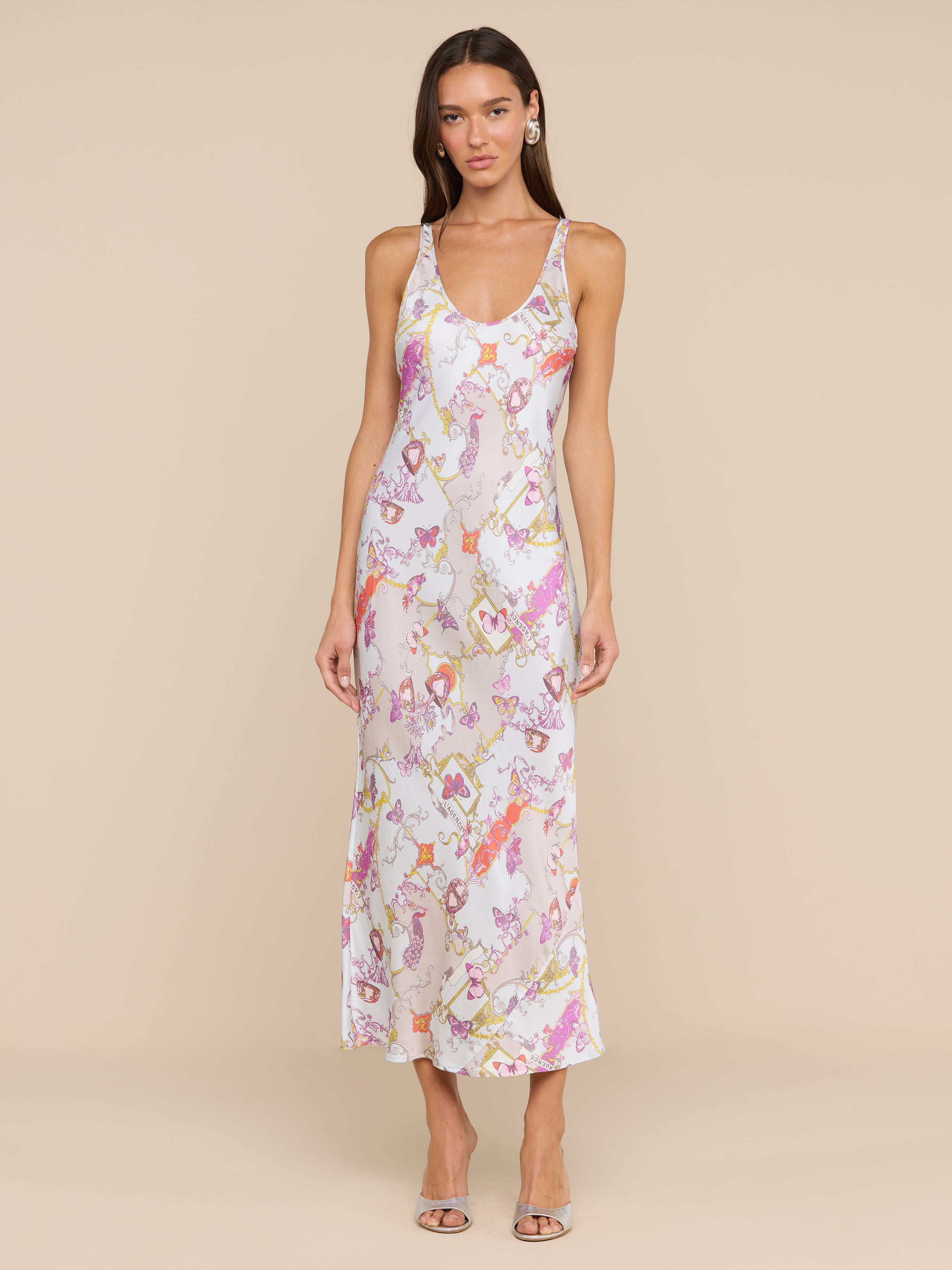 Akiya Satin Maxi Dress in Multi Baroque Toile | L'AGENCE