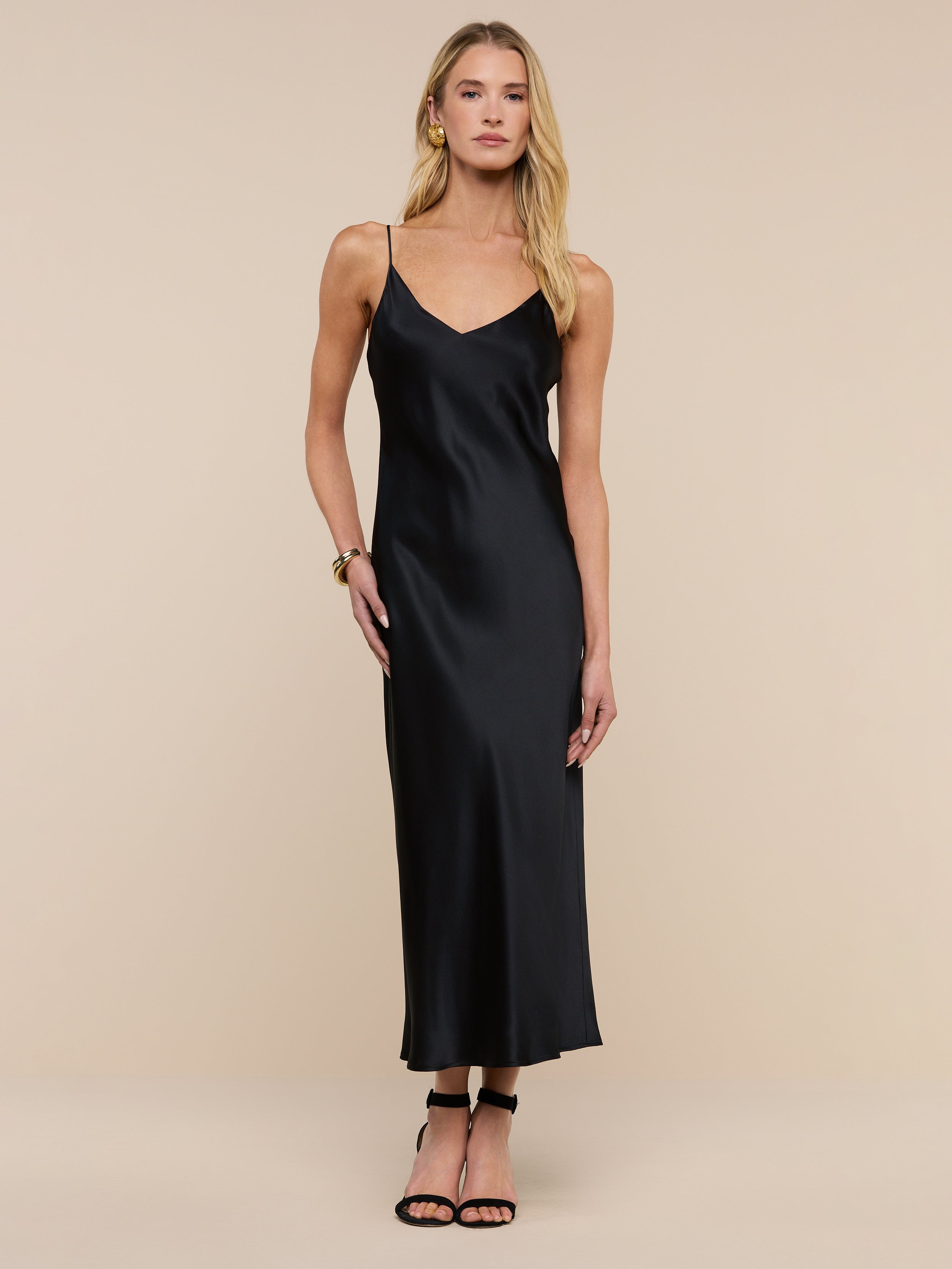 L'AGENCE Seridie Silk Slip Dress In Black L'AGENCE Seridie Silk Slip Dress In Black