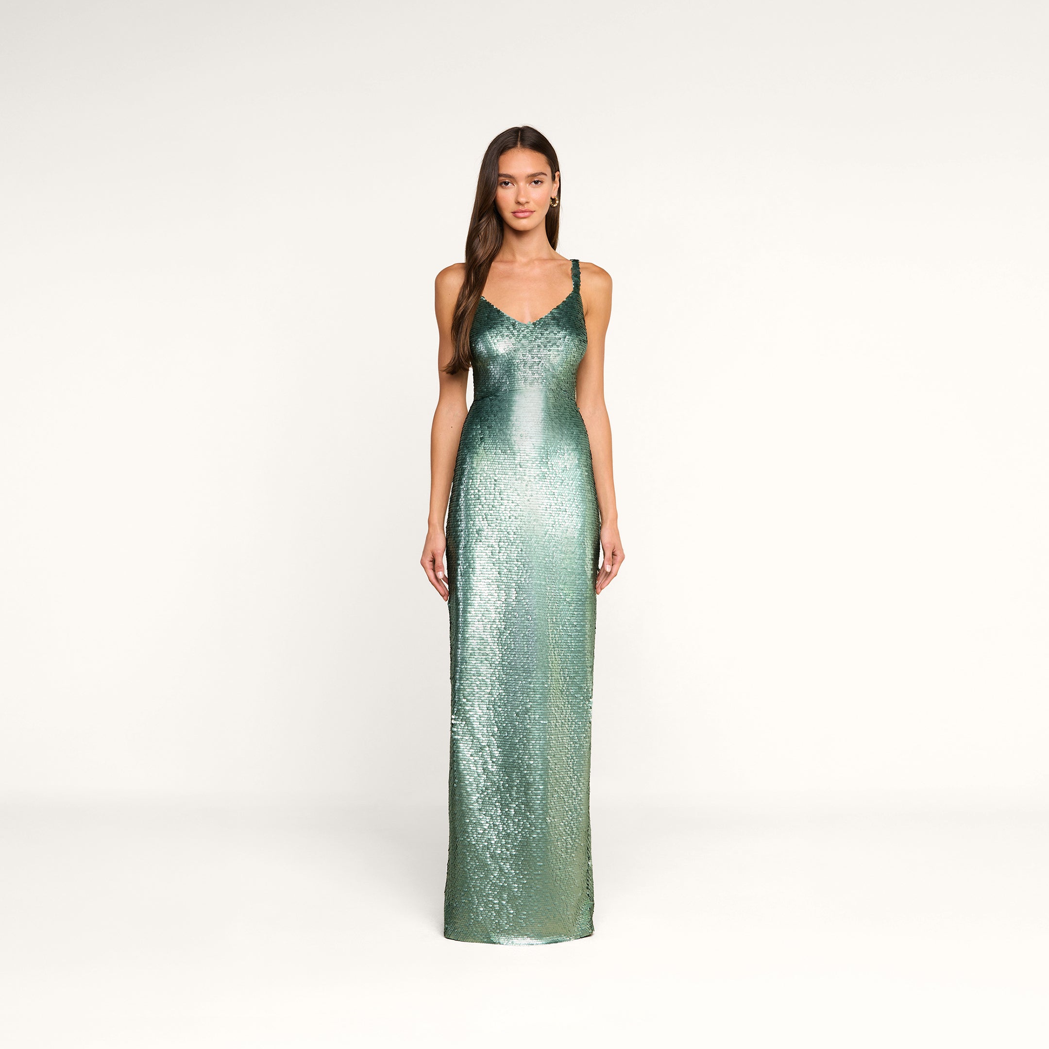 l'agence green dress Karma Sequin Maxi In Matte Teal Sequins [color:green]color_family:green--8399161000193