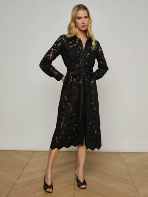 Robe chemise en dentelle Emilio