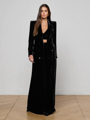 Stormi Velvet Tuxedo Maxi Dress