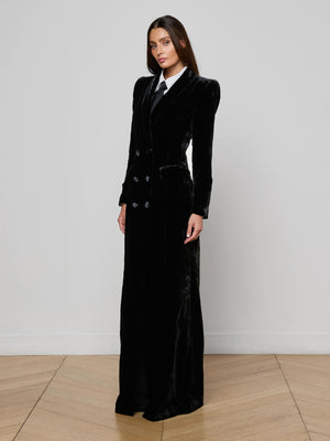 Stormi Velvet Tuxedo Maxi Dress