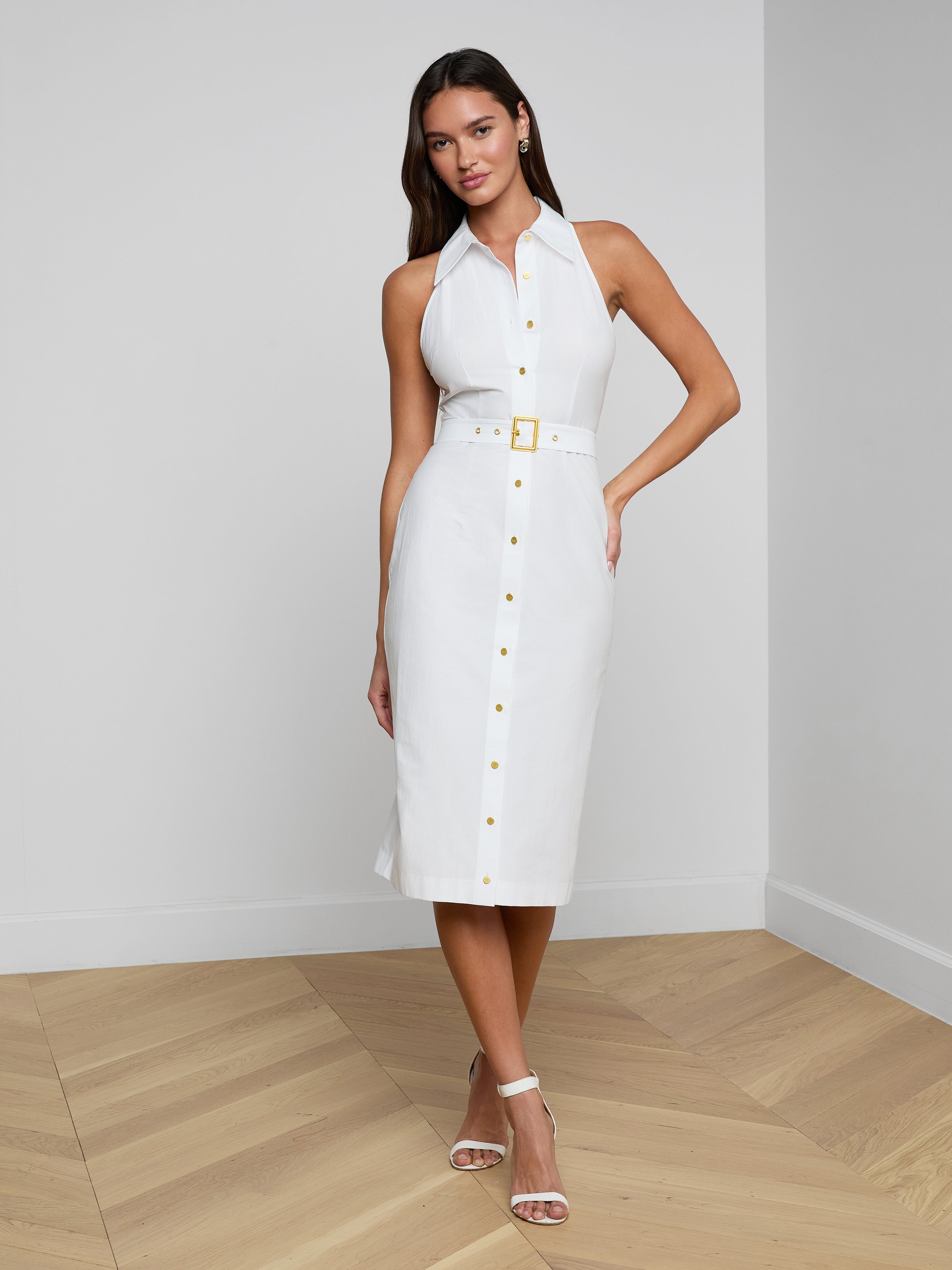 Lisette Midi Dress in White