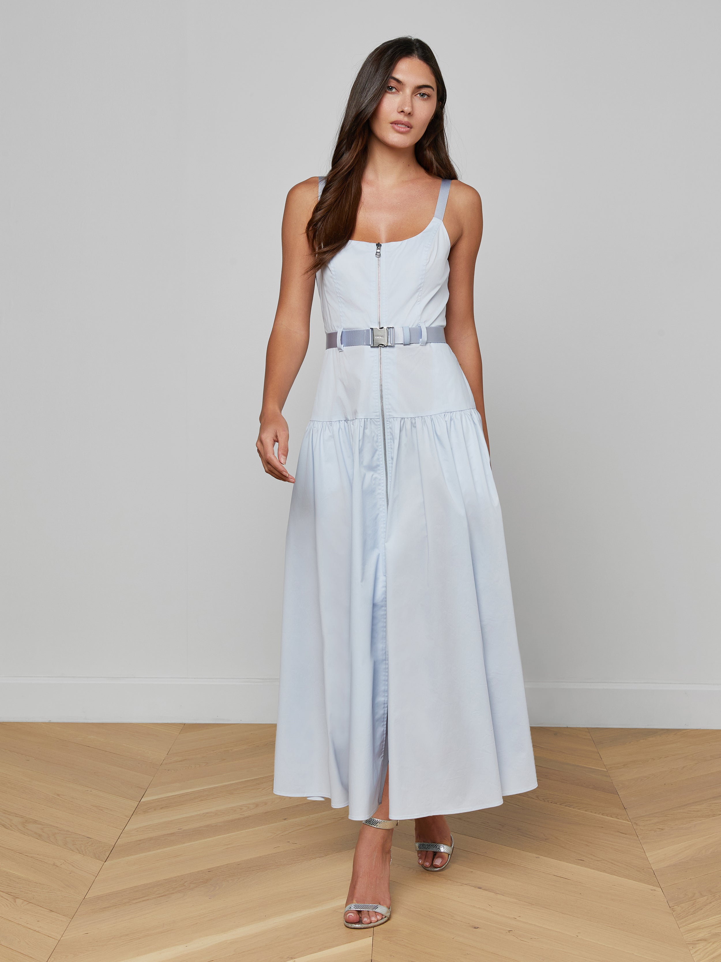 L'AGENCE Rima Maxi Dress In Pale Mist Blue