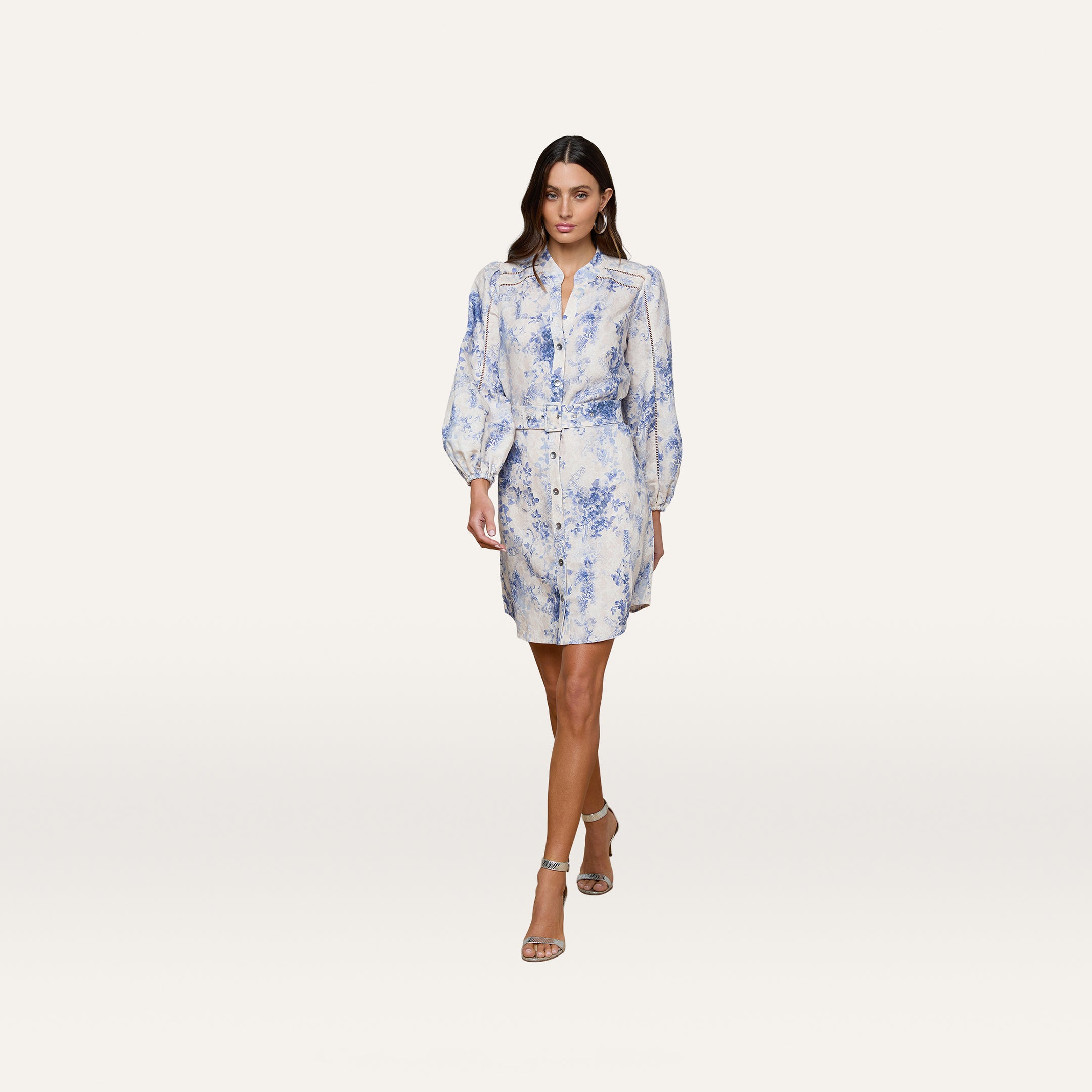 blue and white sheath dress L'AGENCE Kiersten In Ivory/Blue Watercolor Lace Paisley By Together Ursula Black
