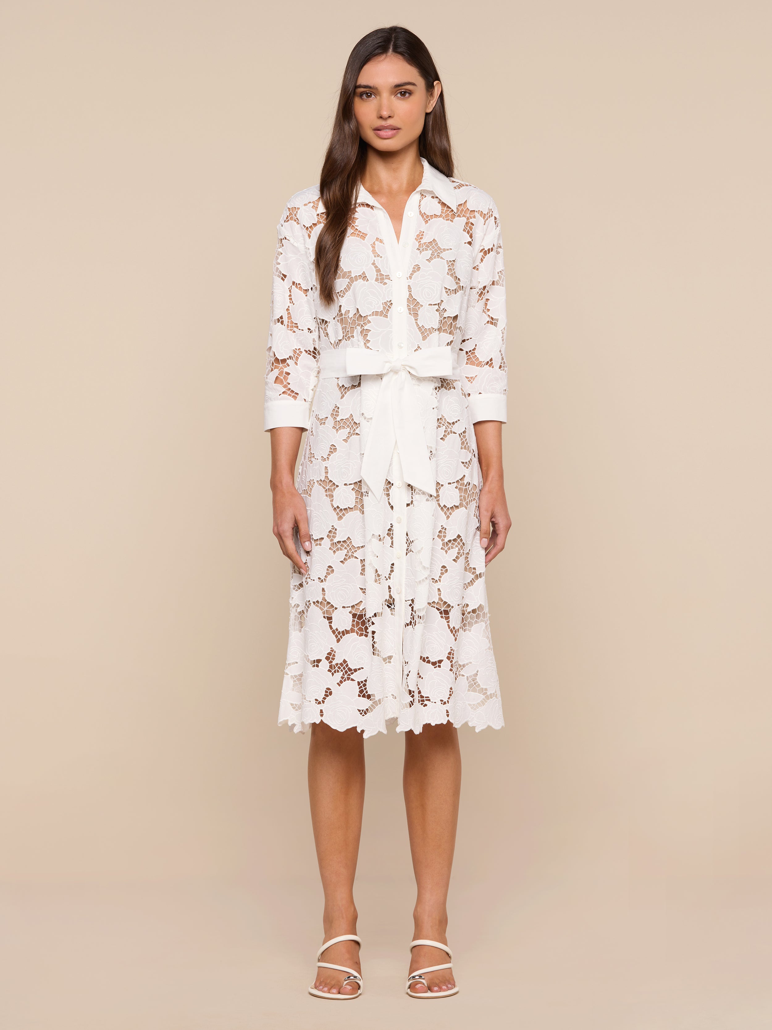 May Eyelet Shirt Dress in Ivory | L'AGENCE