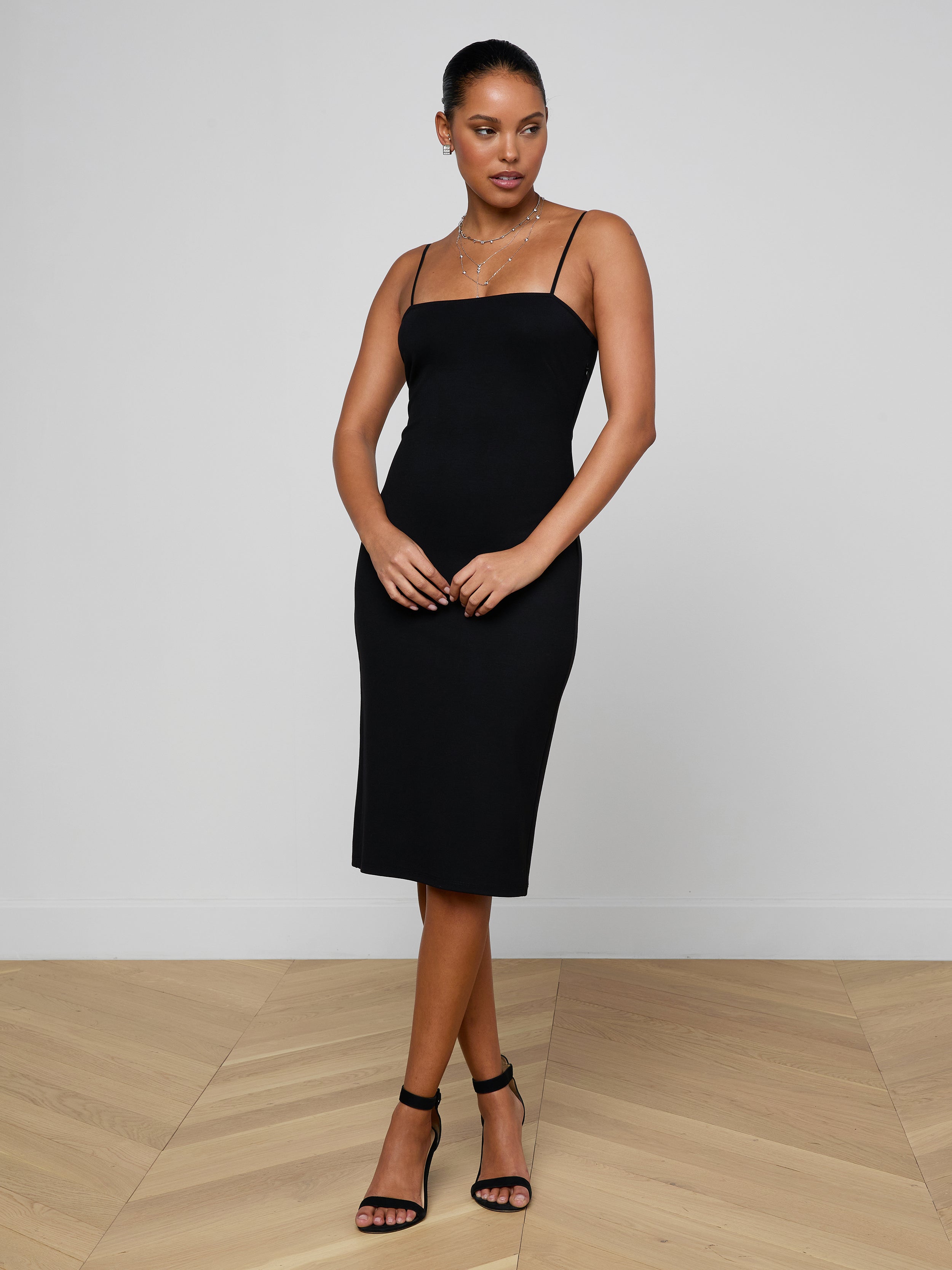 L'AGENCE Eira Midi Dress In Black