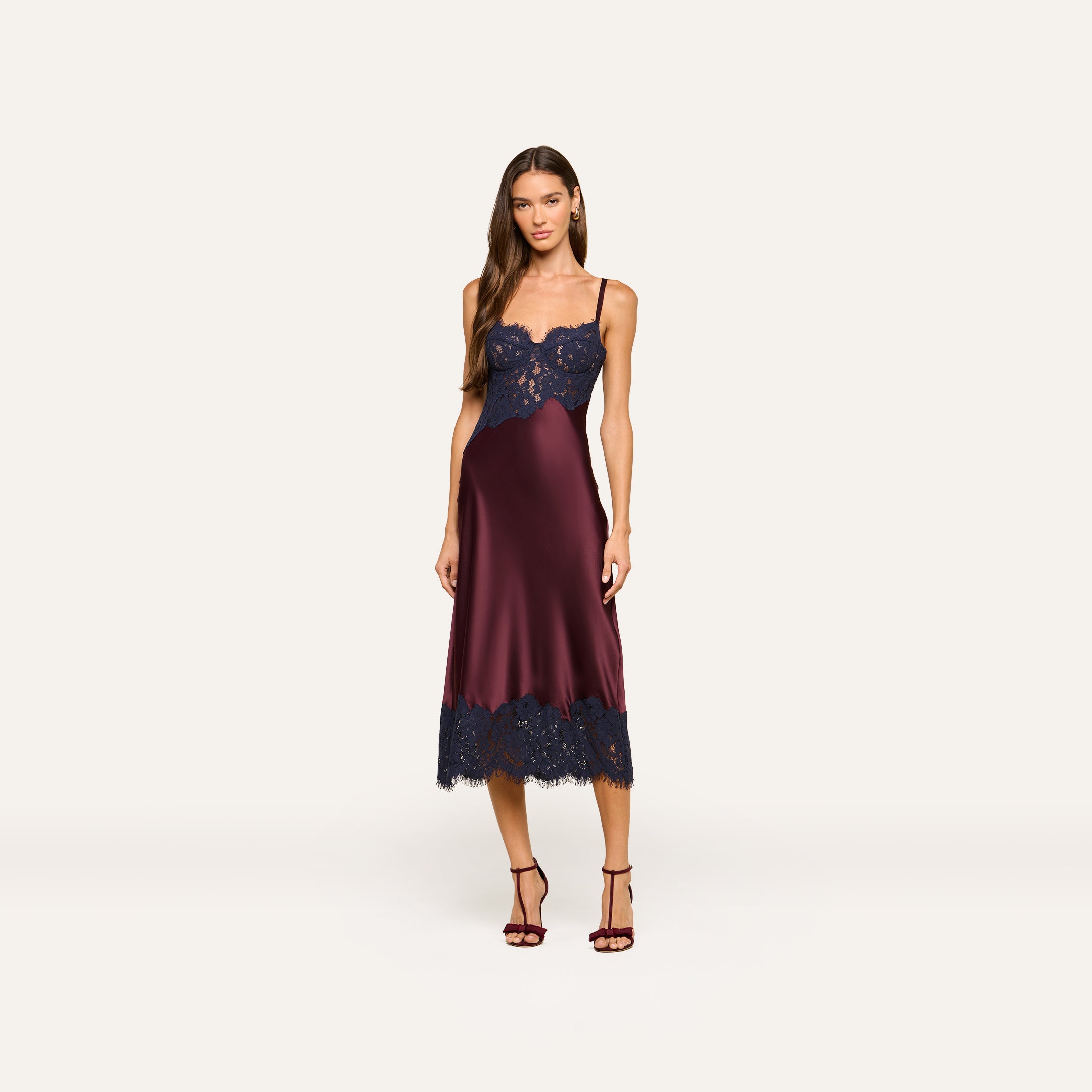 Araminta Lace Dress in Deep Sangria/Midnight