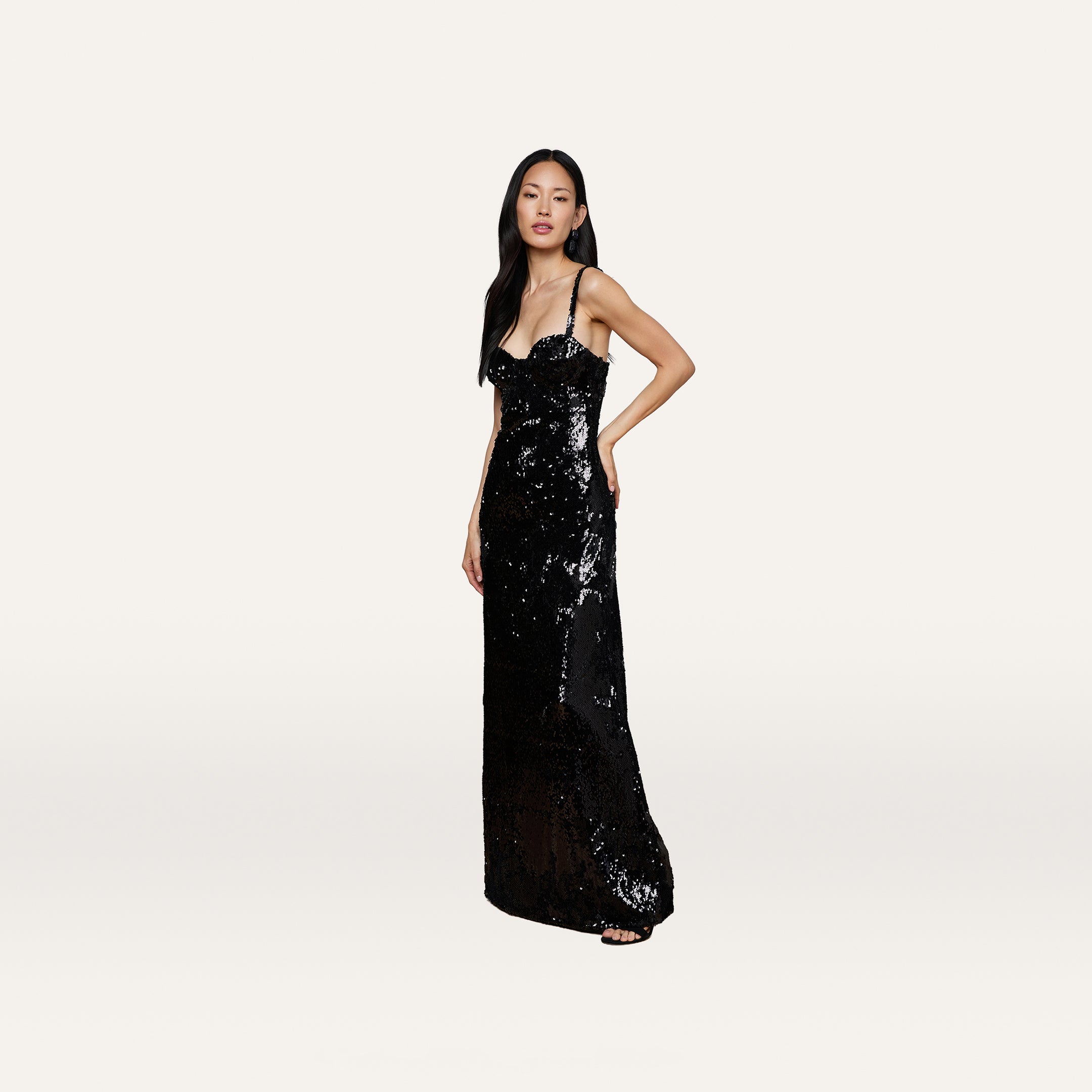 L'AGENCE Sayla Sequin Gown In Jet Black