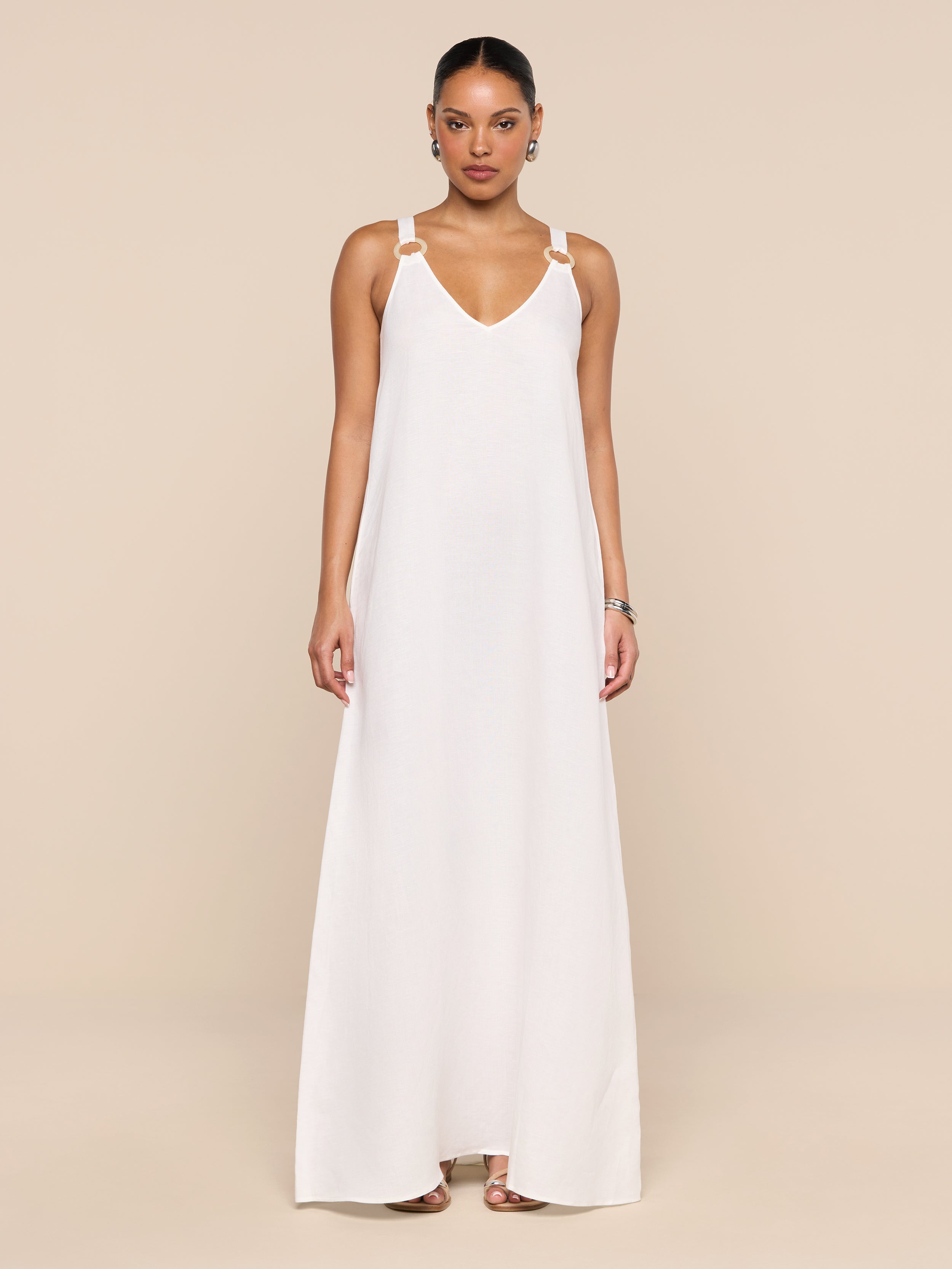 L'AGENCE Didi Maxi Dress In White L'AGENCE Didi Maxi Dress In White