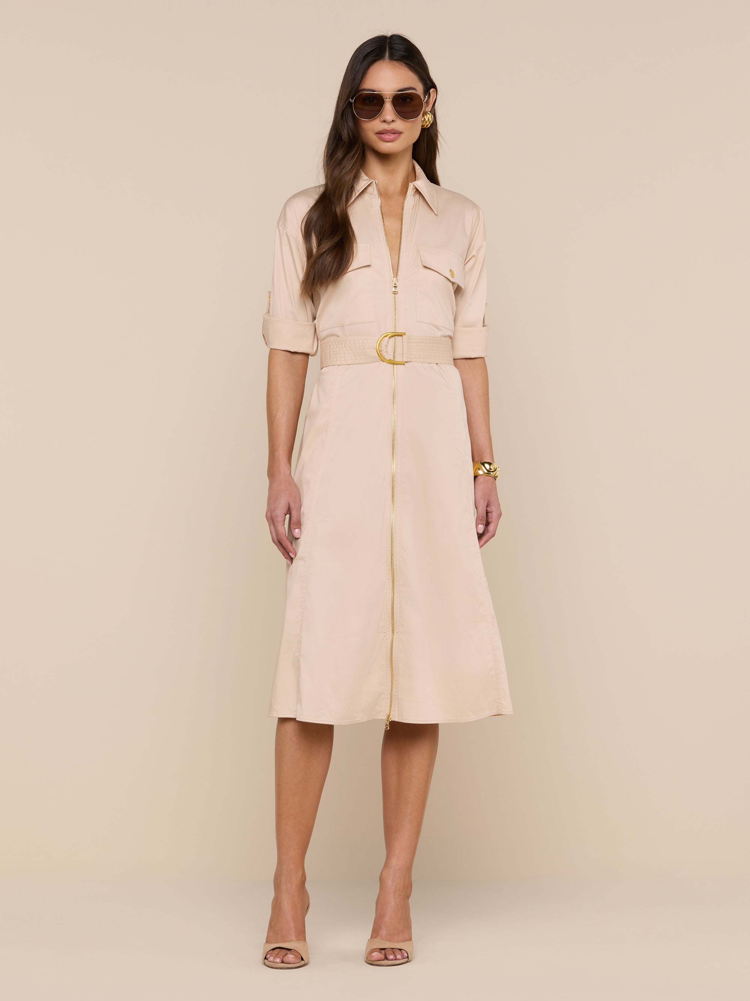 L'agence Callen Shirt Dress In Biscuit