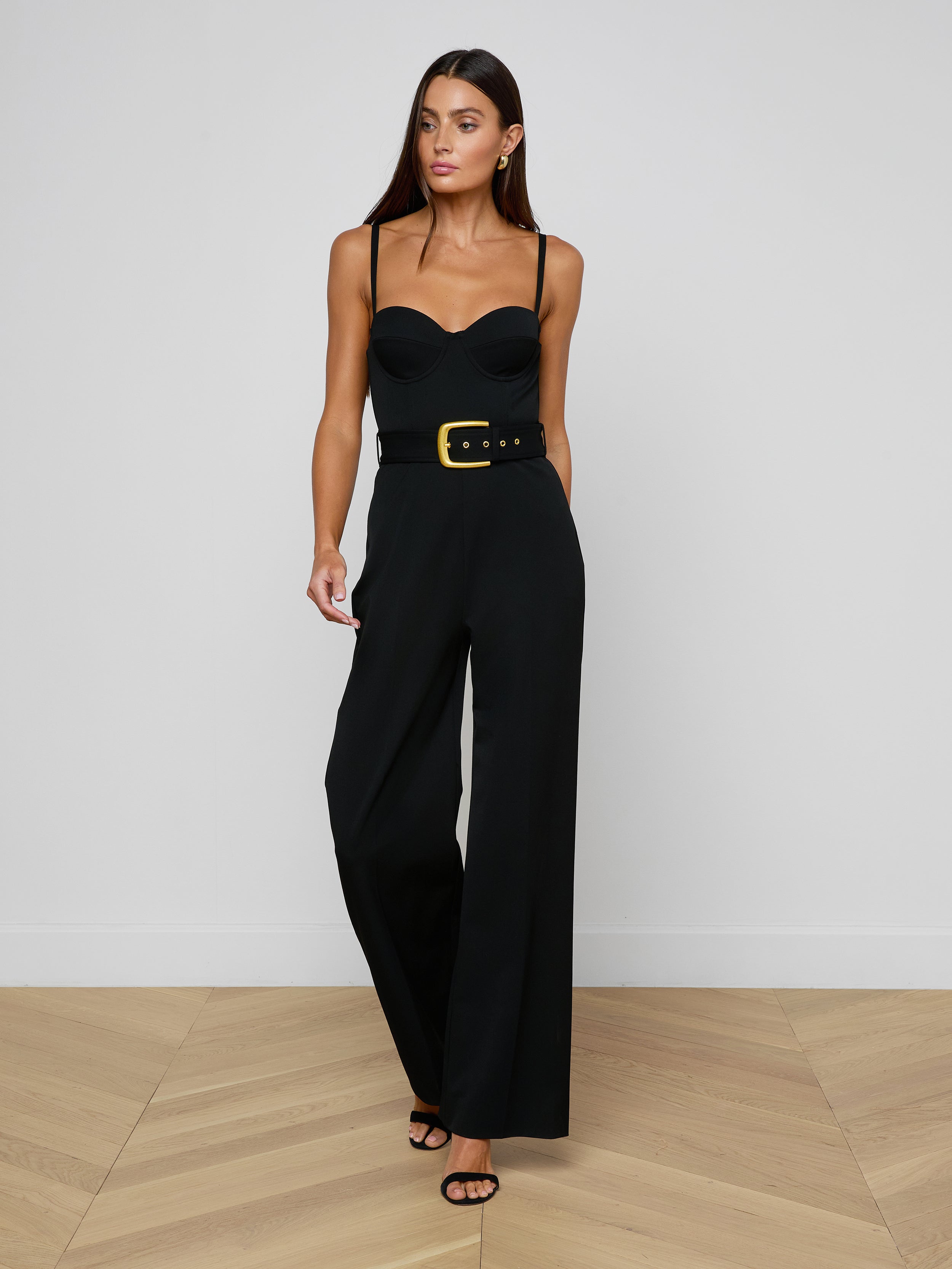 Jessa Bustier Jumpsuit in Black | L'AGENCE