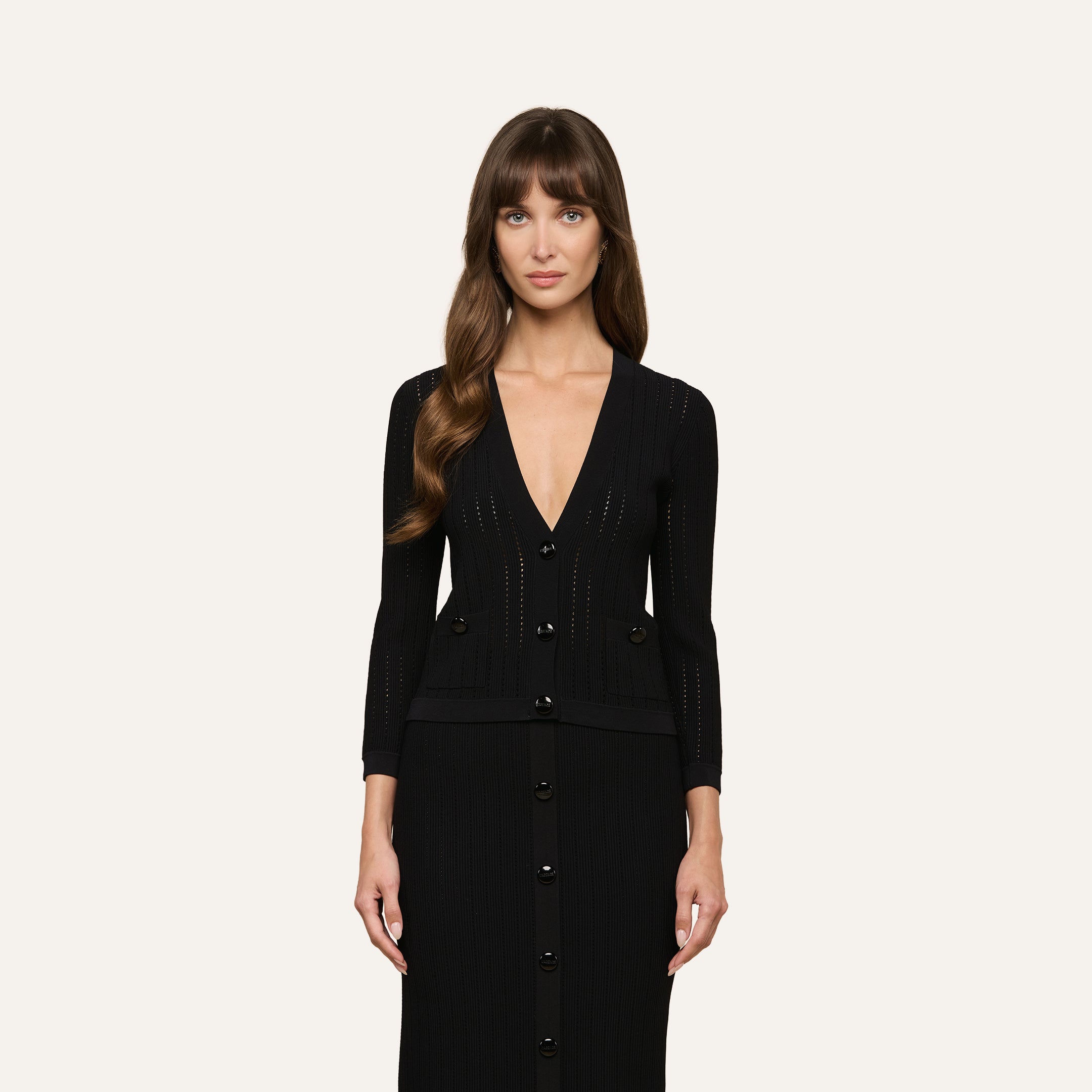 black cardigan for dress L'AGENCE Irvin Pointelle Knit In Color:Fuchsia 25 to 27 Hips HERTROVE | Luxury Designer color_Multi/Prints