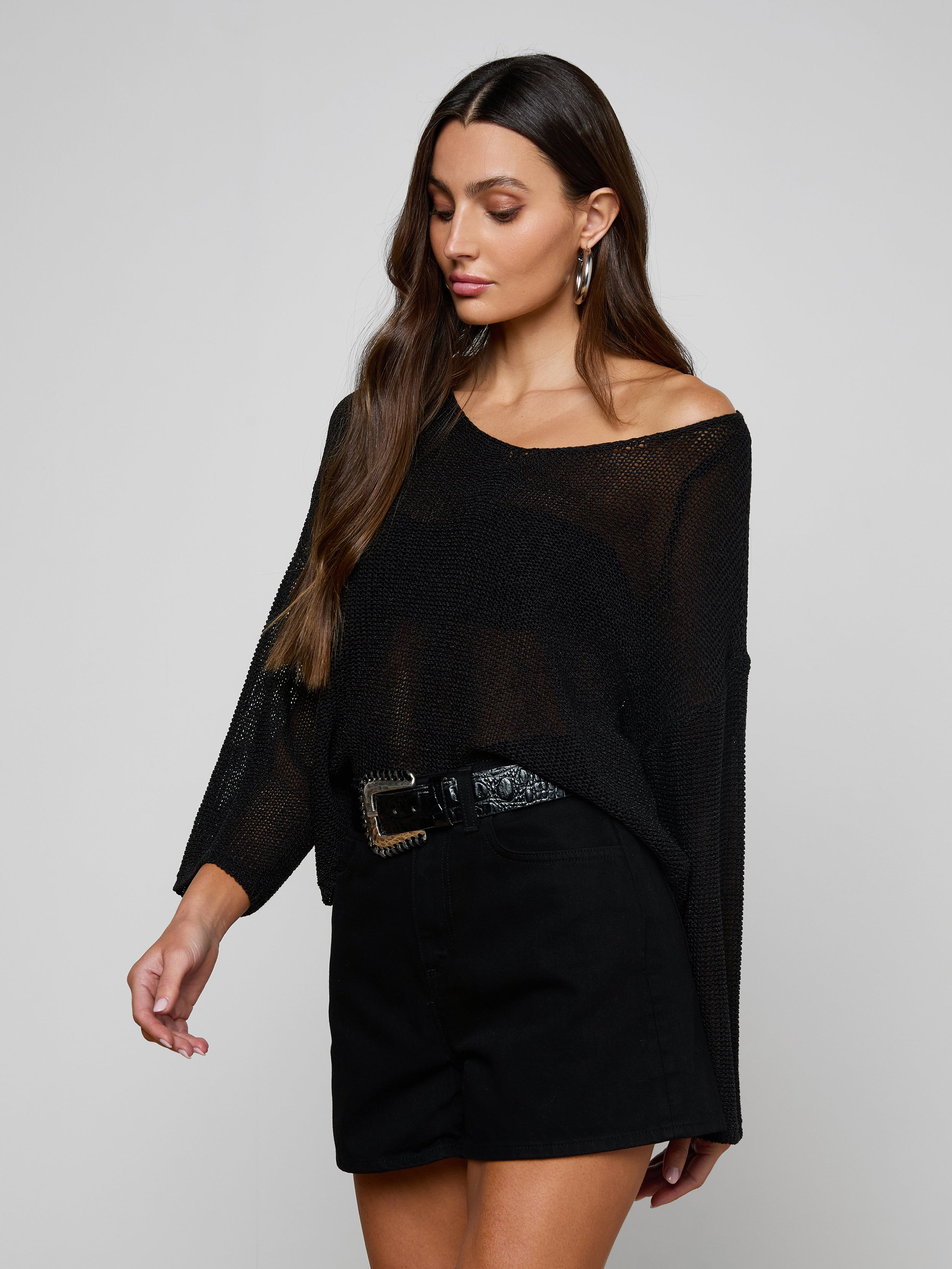 L'Appartement Border Sheer Knit ブラック L´Appartement Border Sheer Knit ブラック 【公式通販】