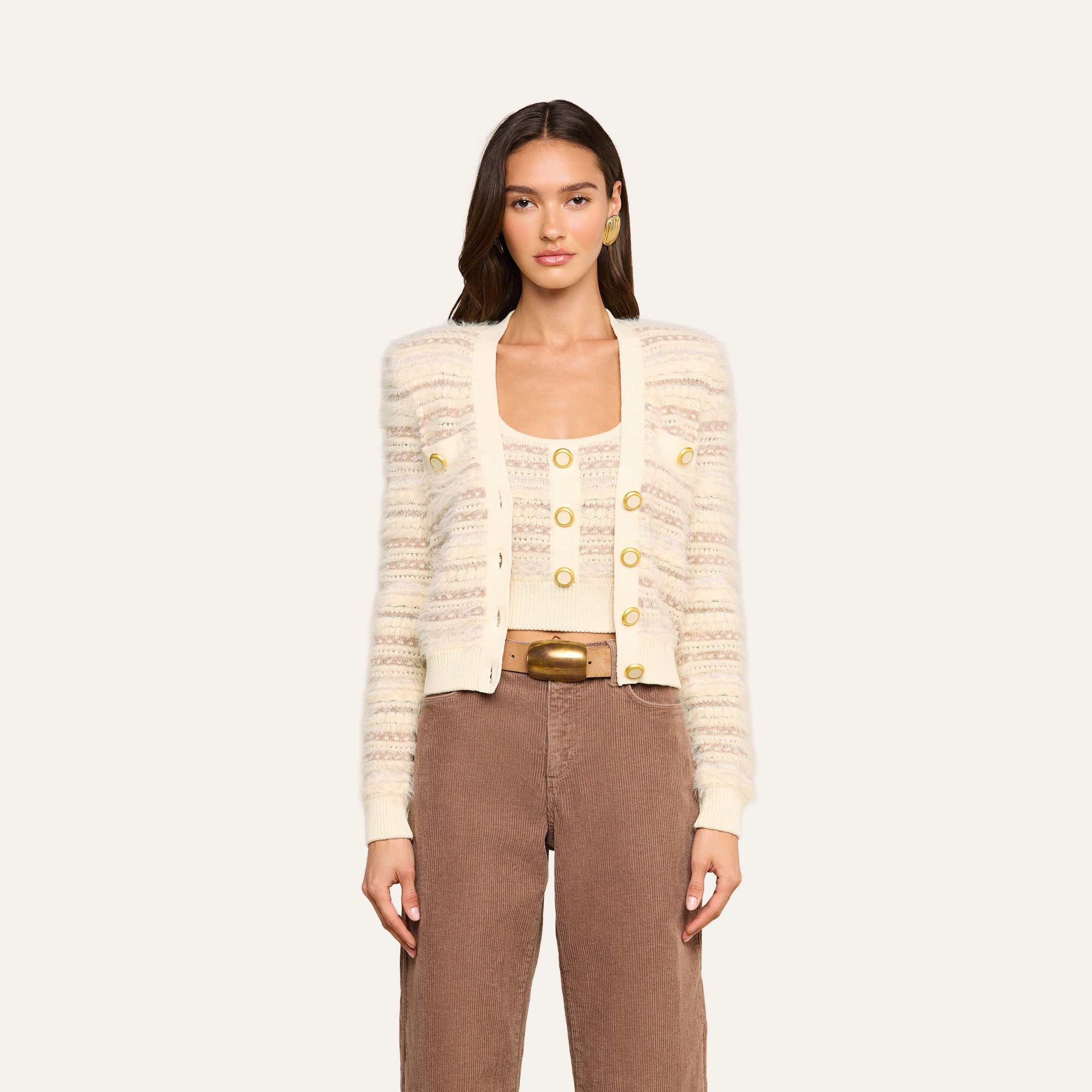 Ariadne Cardigan in Ecru/Natural Multi | L'AGENCE