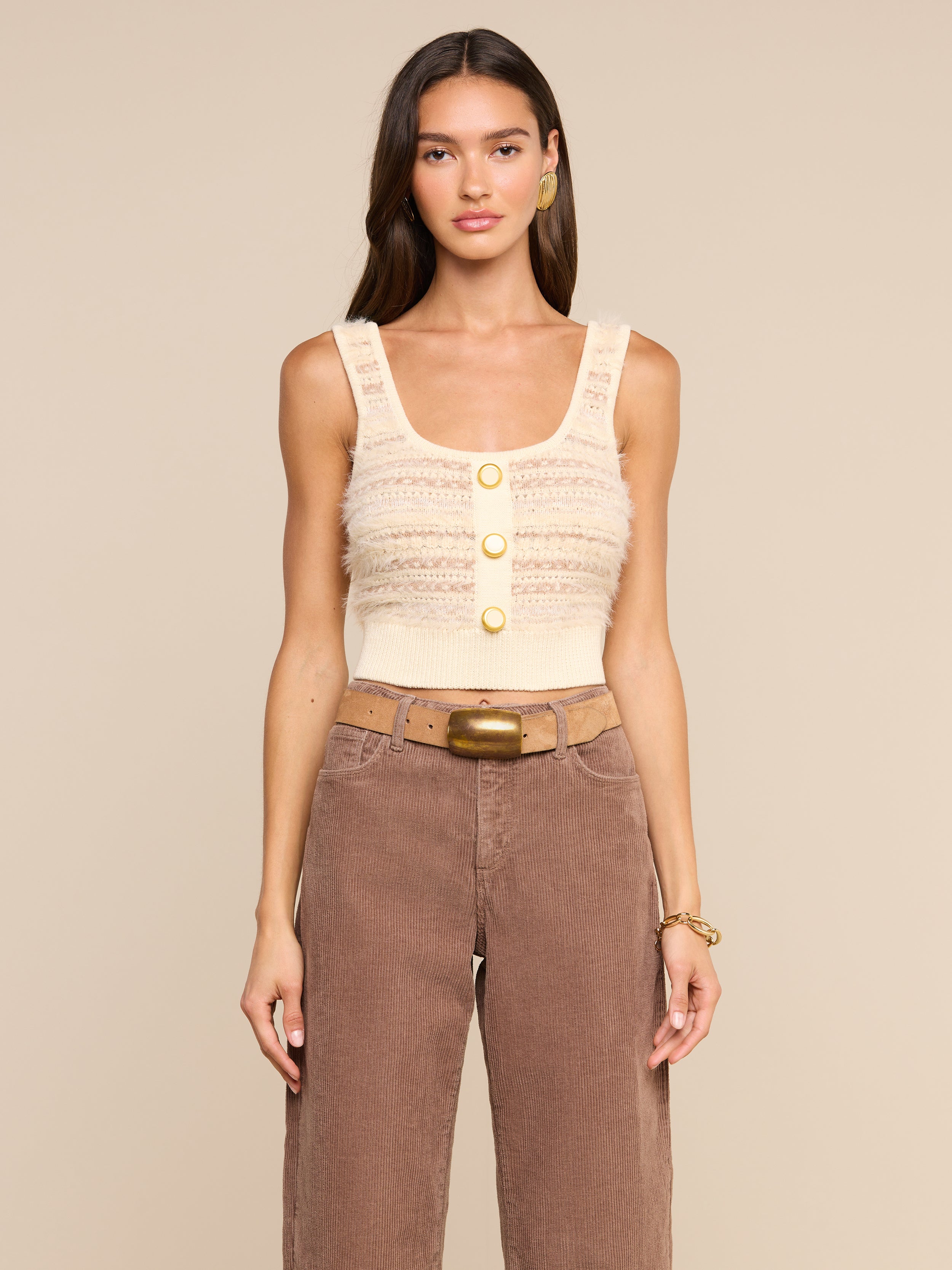 Galene Tank in Ecru/Natural Multi | L'AGENCE