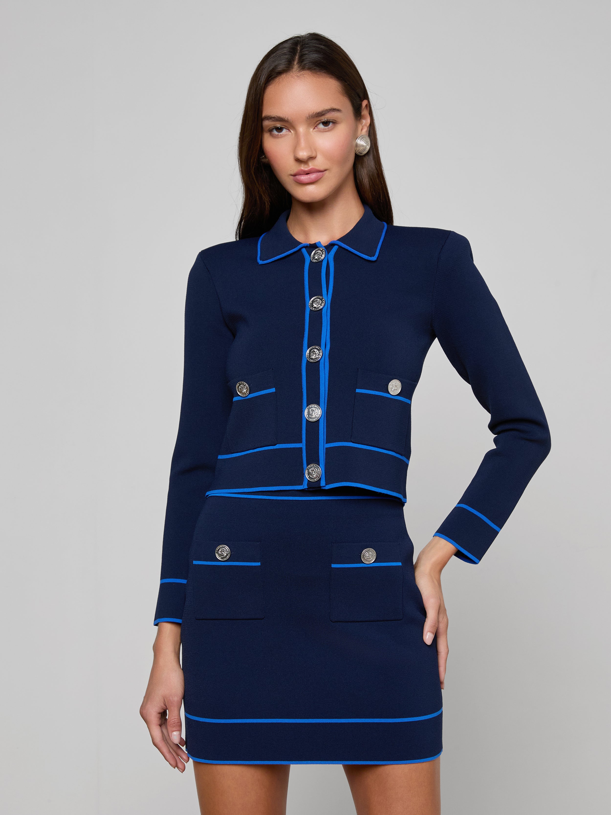 Tala Cardigan in Midnight/Pop Blue | L'AGENCE