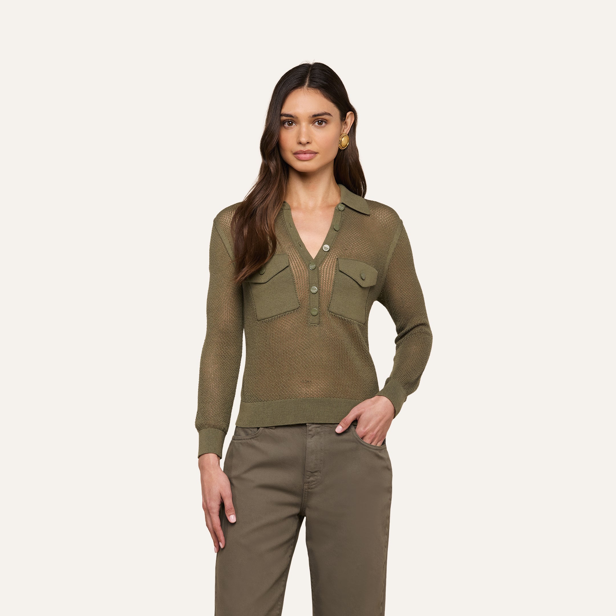 Carine Top in Smokey Olive | L'AGENCE