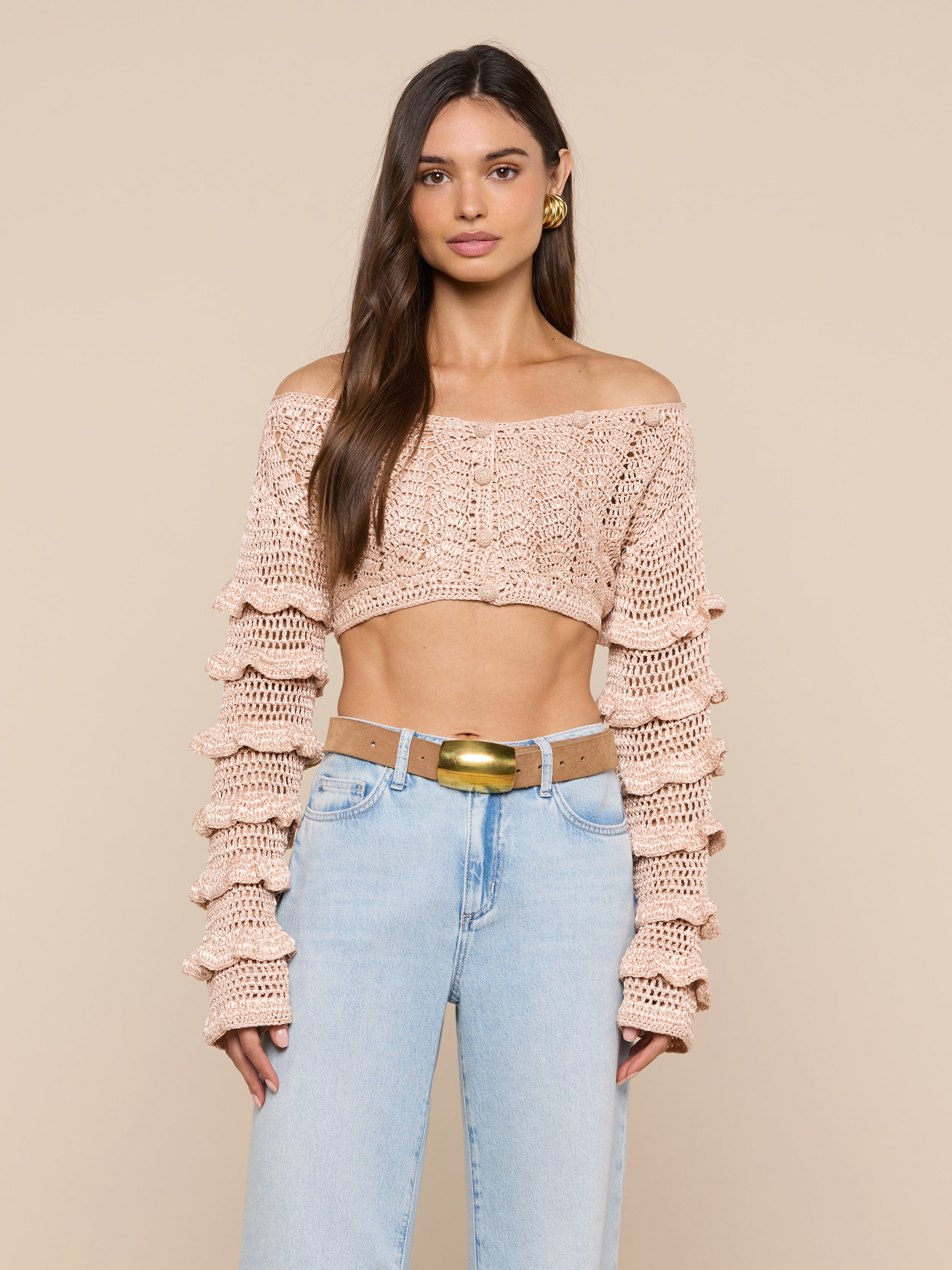 Fey Crocheted Top in Frapp | L'AGENCE