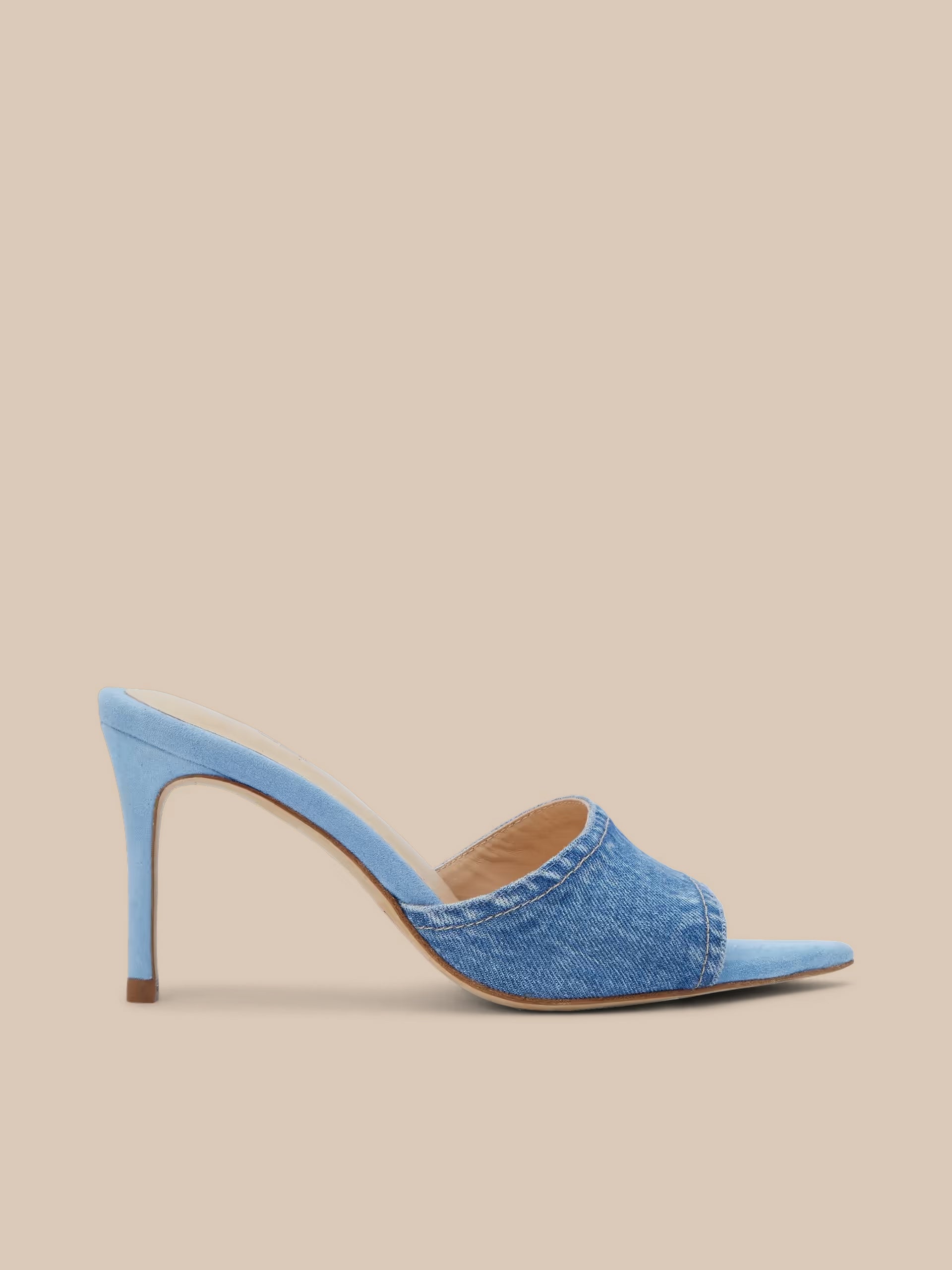 Lolita Denim Open-Toe Mule in Light Blue Denim | L'AGENCE