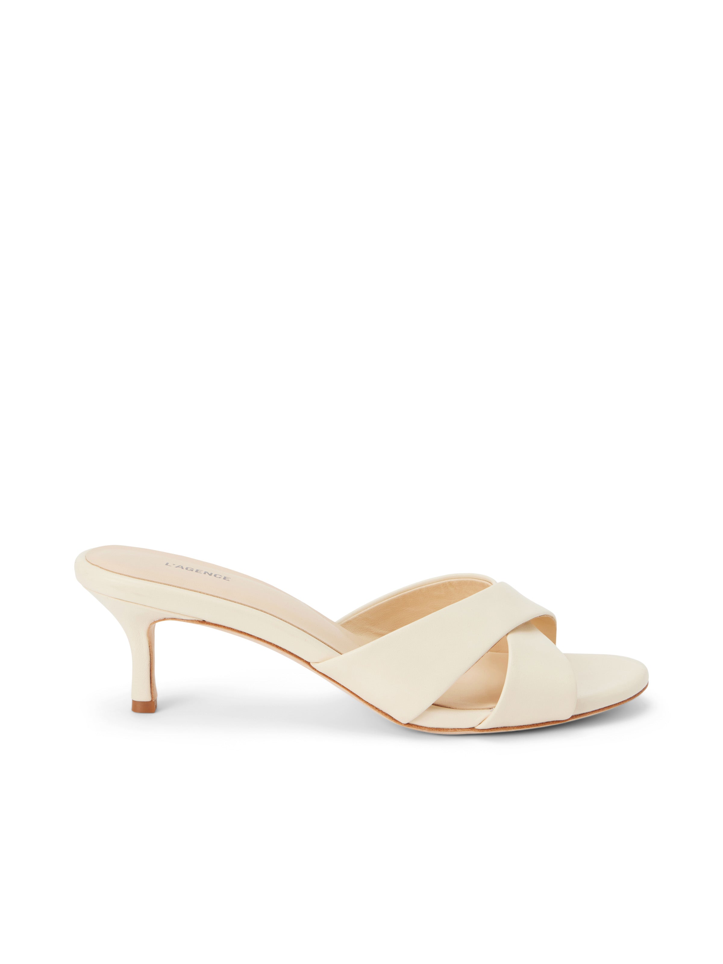 L’AGENCE - Aveline Kitten-Heel Sandal in Ecru Leather