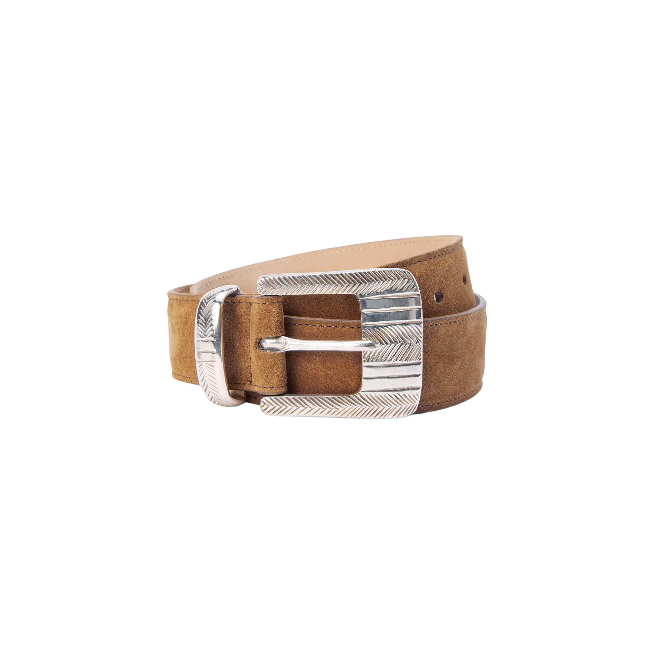 Aya Suede Belt in Cognac Suede | L'AGENCE
