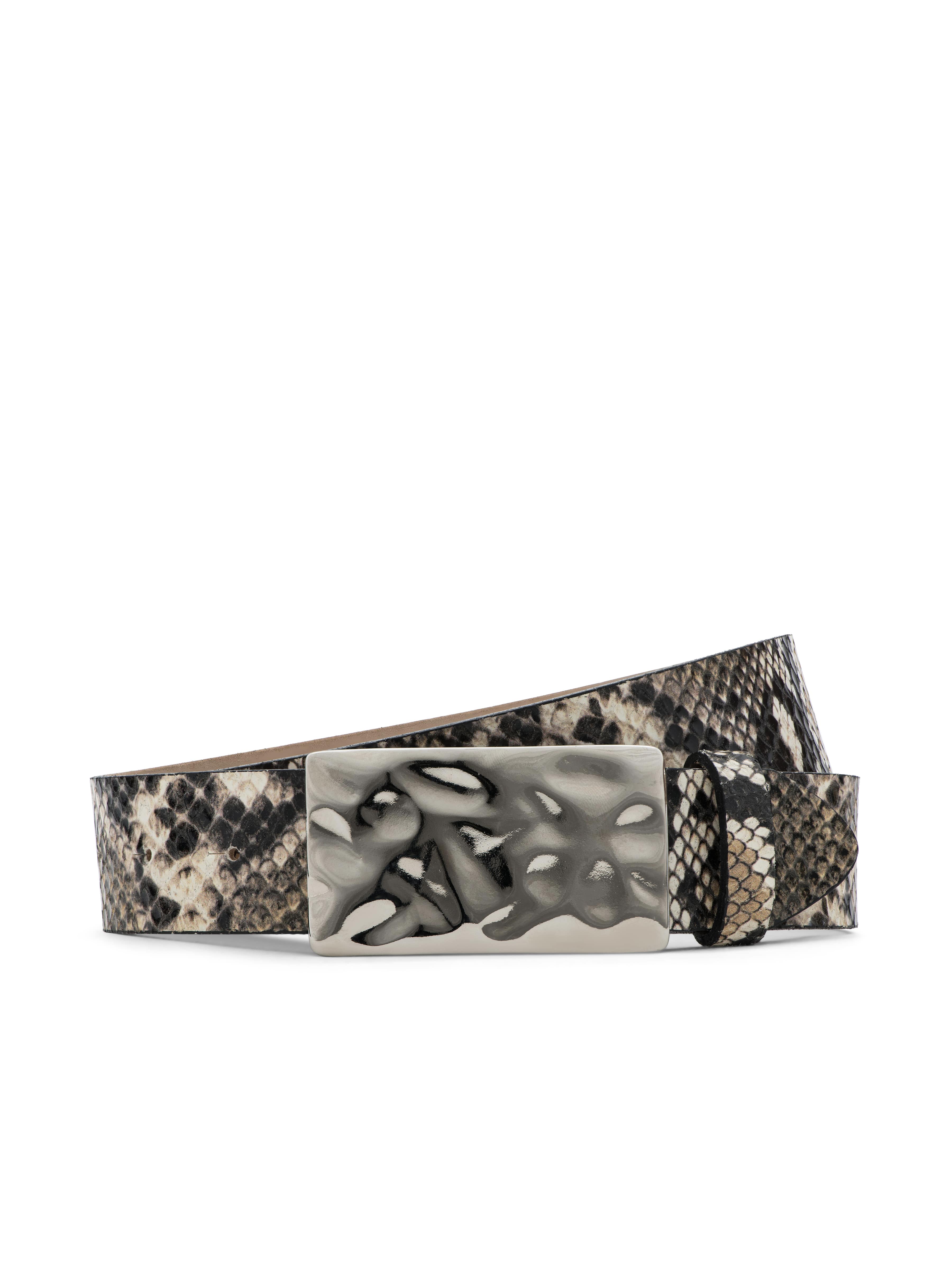 美品　gibous belt snake jacket L Chara Snake-Embossed Leather Belt in Dark Snake Embossed | L'AGENCE