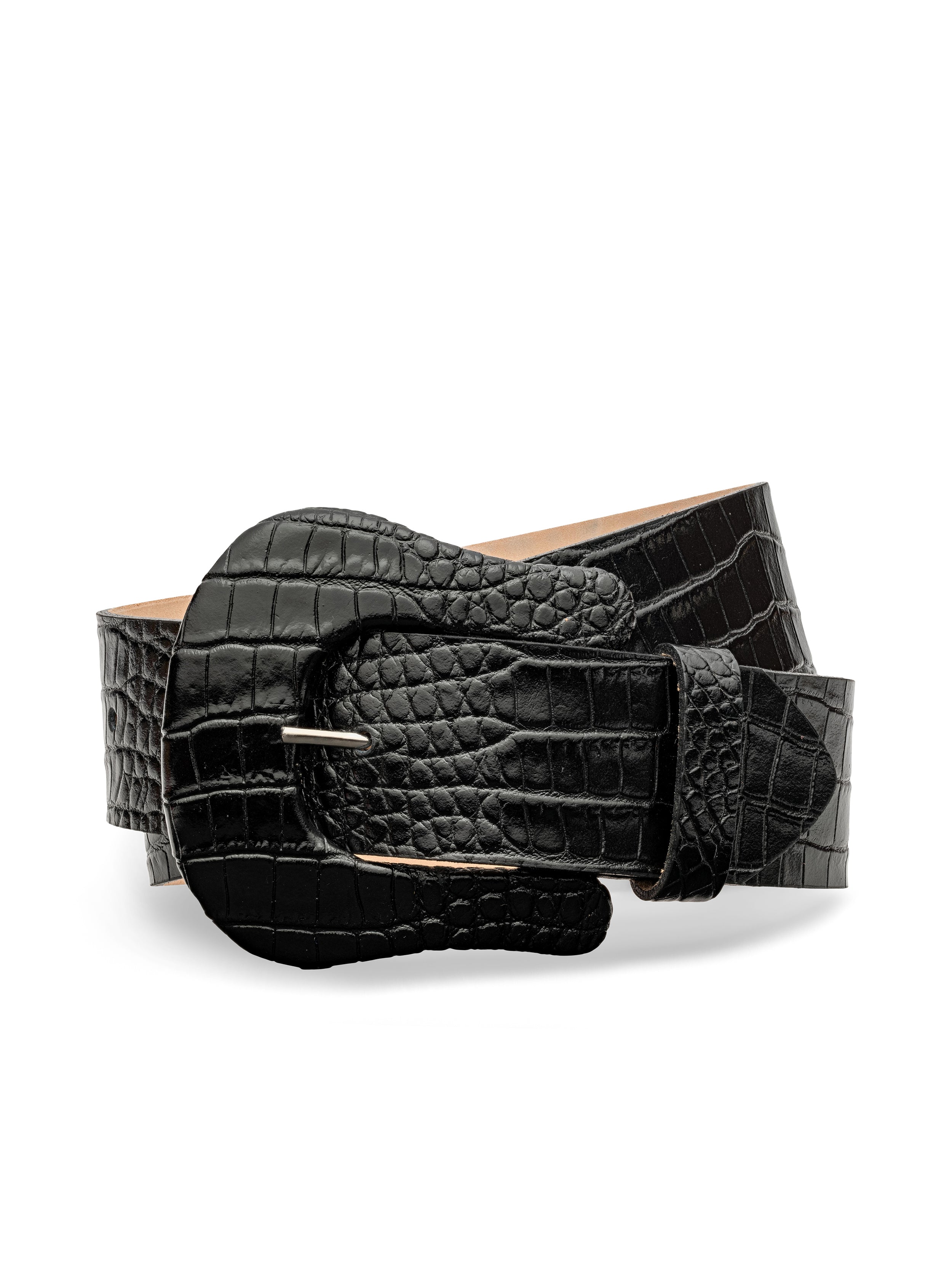【新品】BRIEFING COBRAR BUCKLE BELT BLACK Clemence Croc-Embossed Leather Belt Belt in Black Croc Embossed