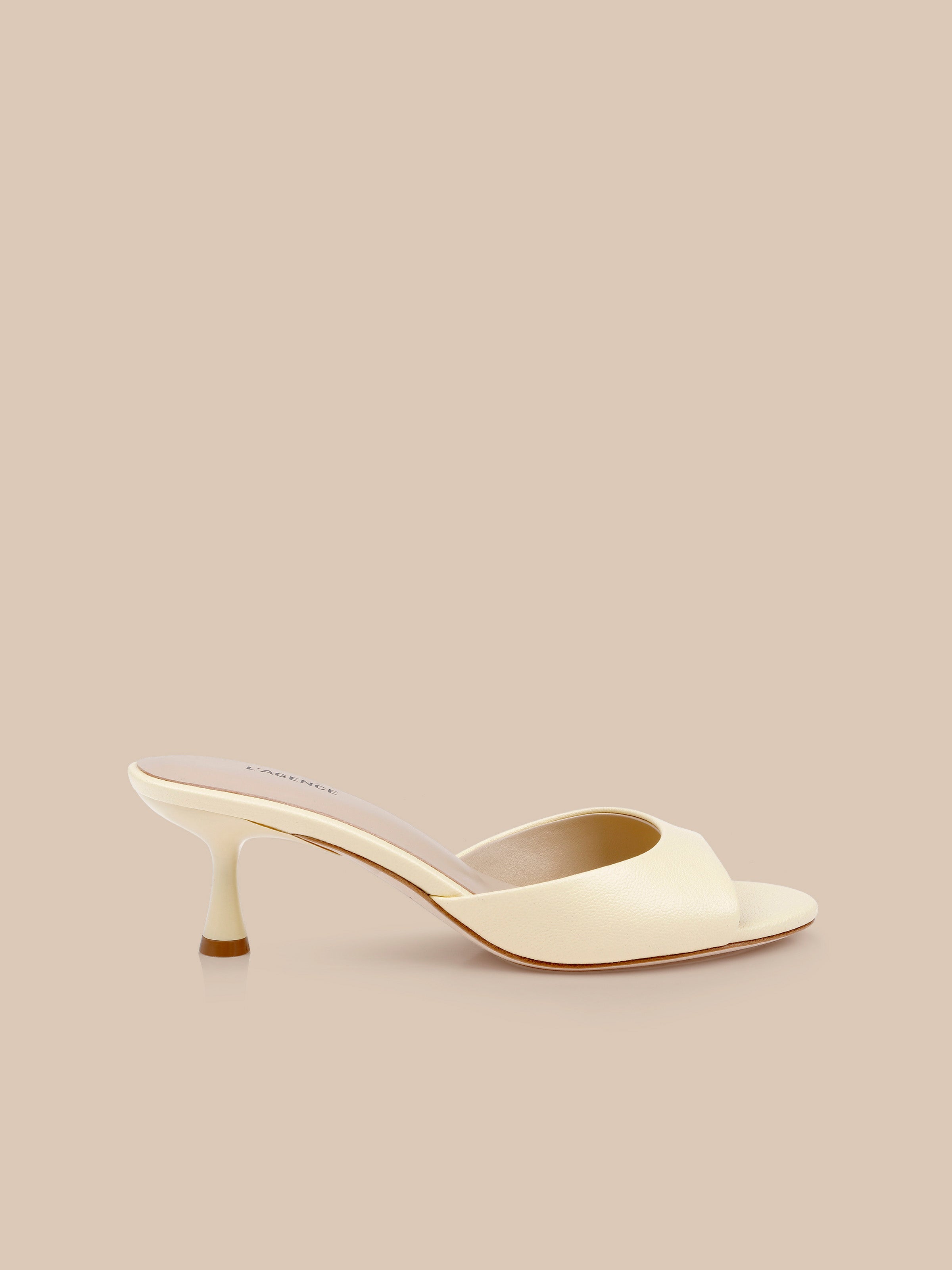 Arleen Kitten-Heel Mule in Lemon Leather | L'AGENCE
