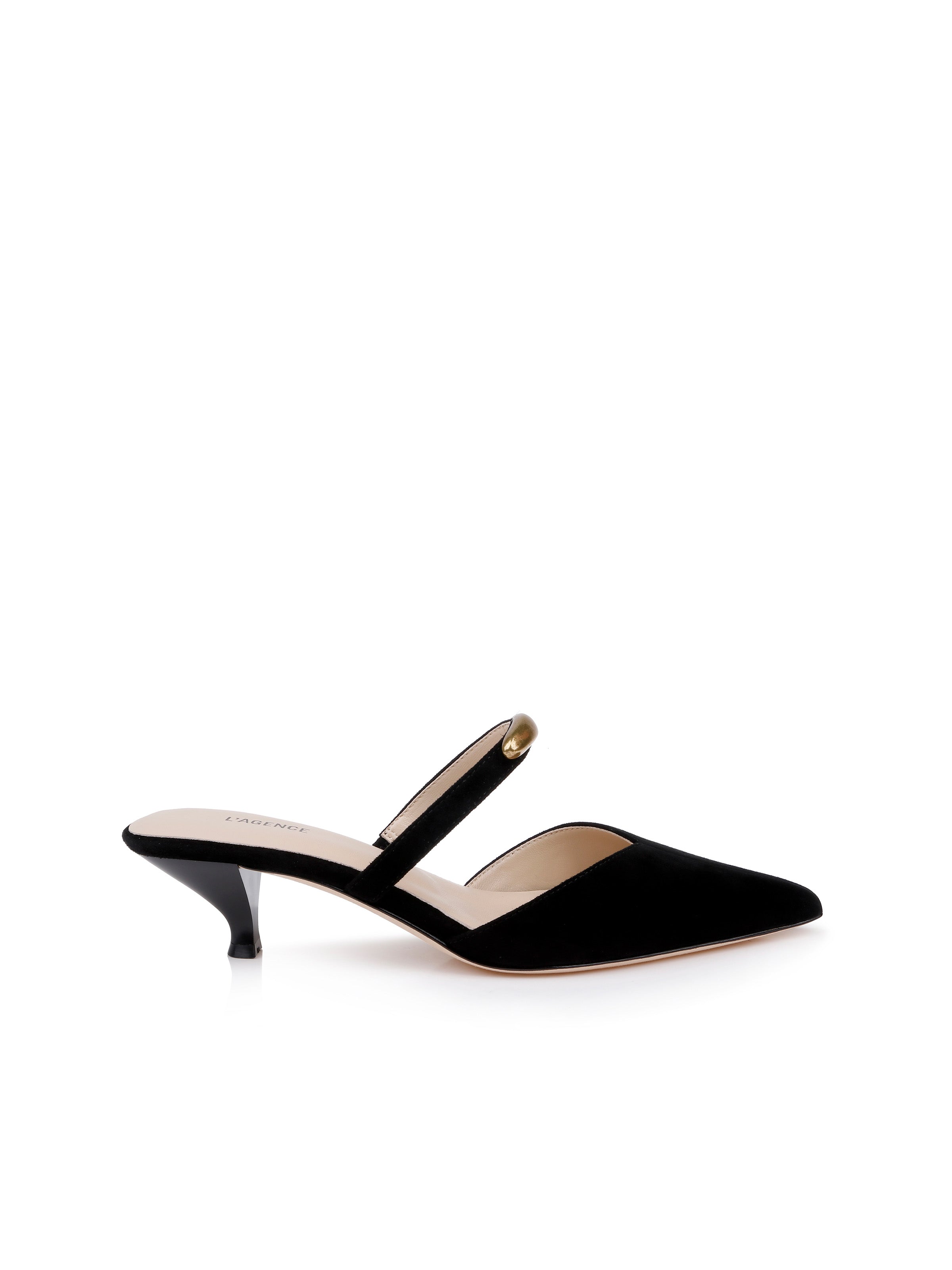 Catania Kitten-Heel Pump in Black Suede | L'AGENCE