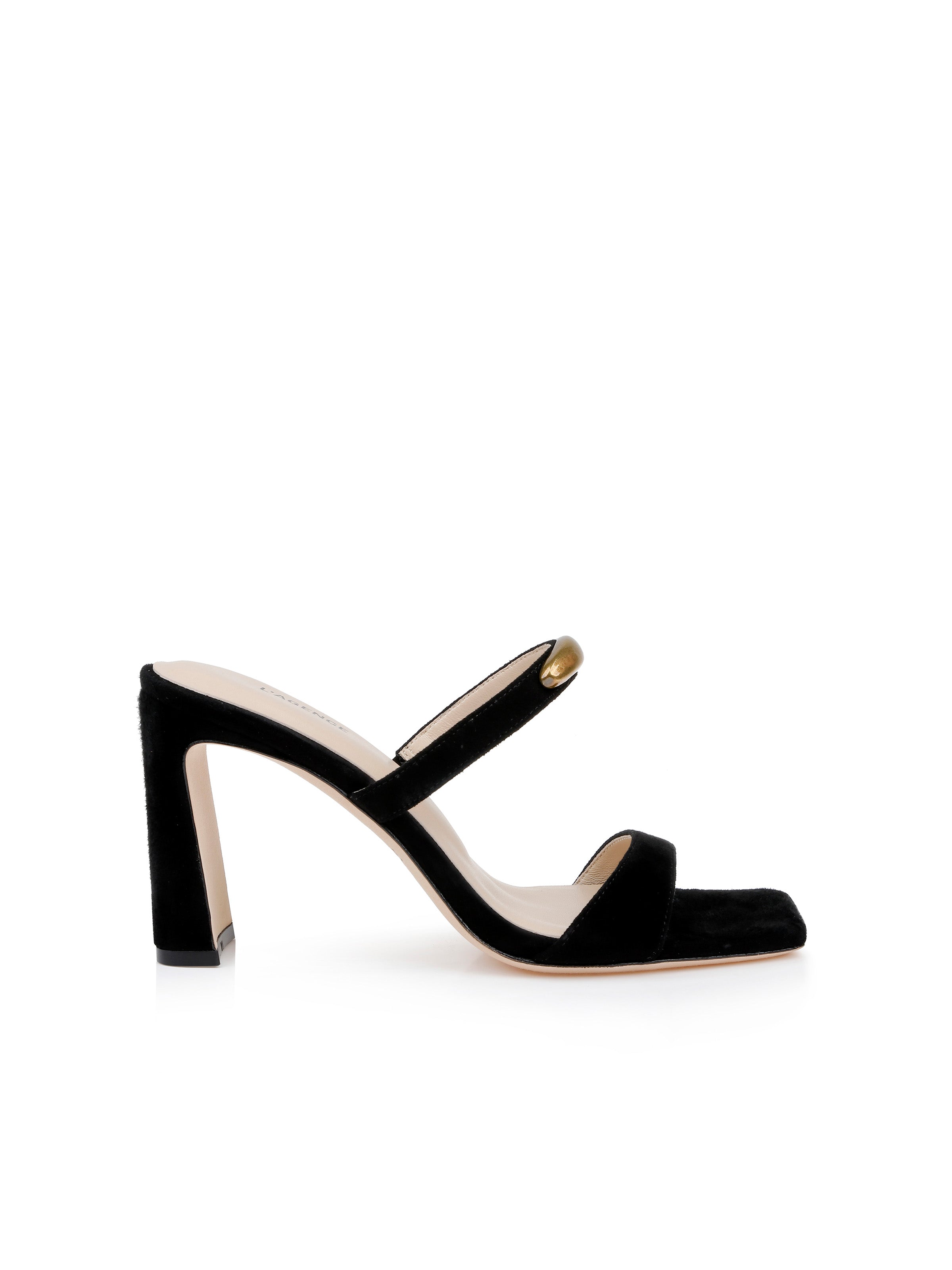 AD2022 22AW チュールボリュームフラワーハーネス 黒 Catriona Suede Sandal in Black Suede | L'AGENCE