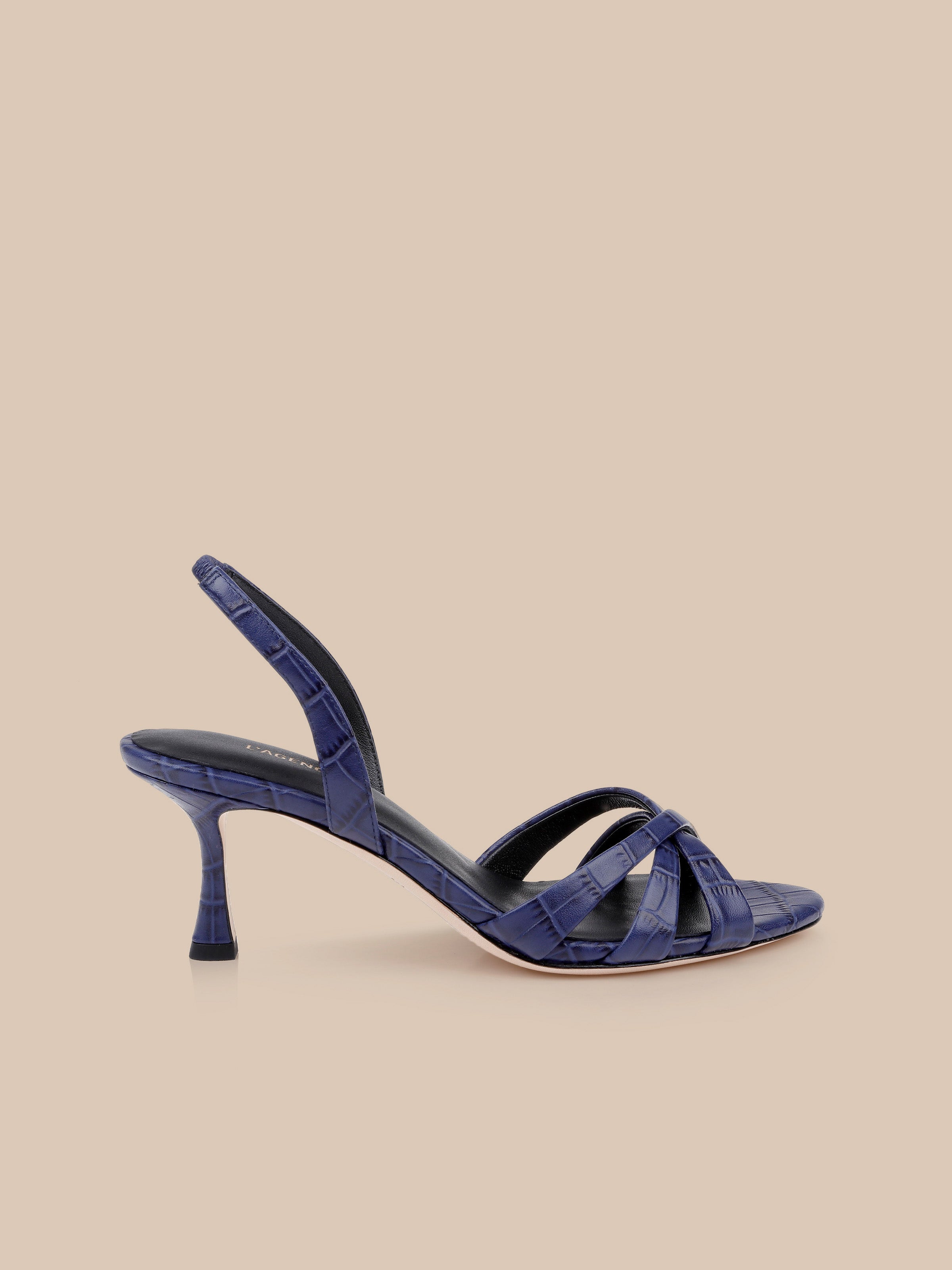 Colwill Slingback Sandal in Midnight Croco | L'AGENCE