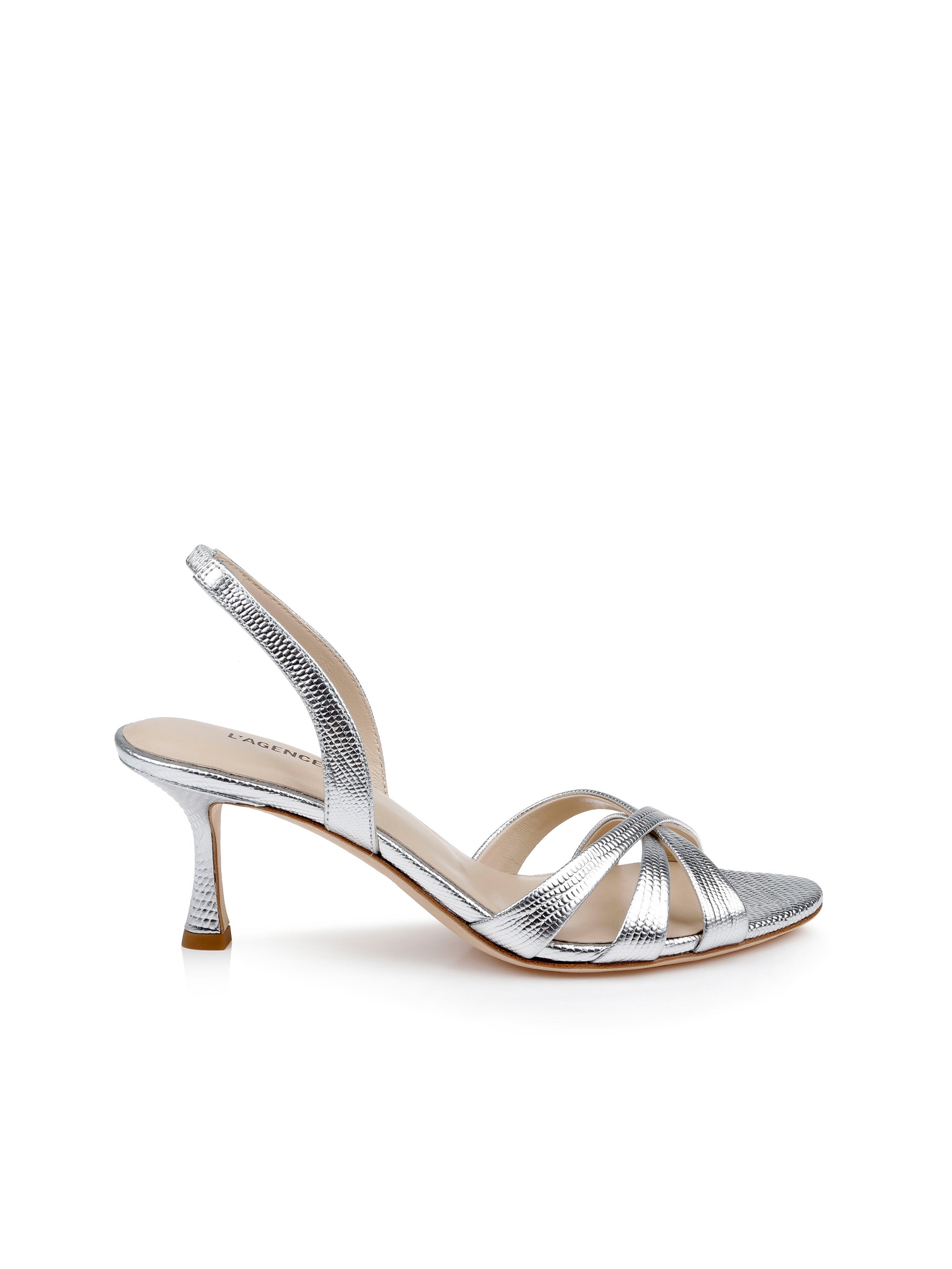 Colwill Slingback Sandal in Silver Lizard | L'AGENCE
