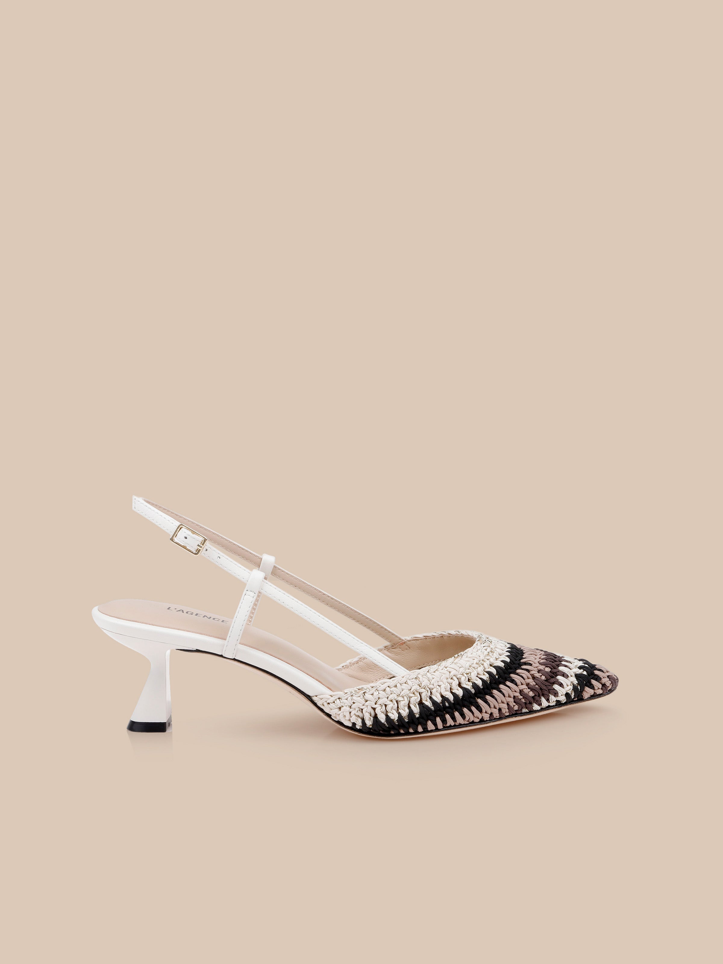 Nantes Slingback Pump in Ecru Multi Crochet | L'AGENCE