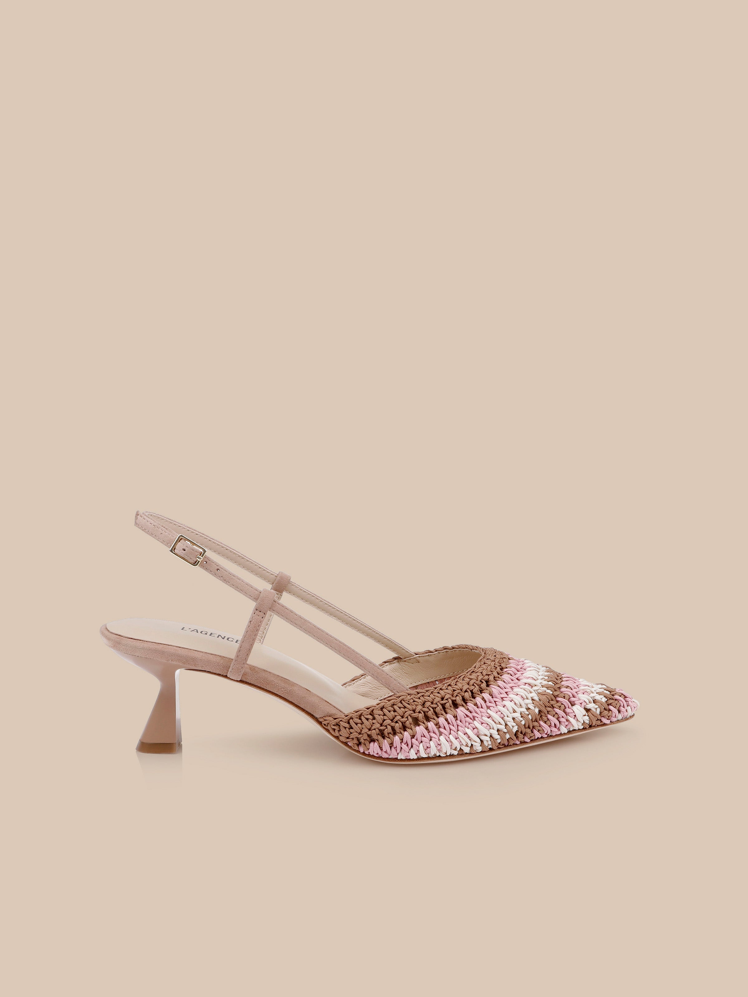 Nantes Slingback Pump in Pink Multi Crochet | L'AGENCE