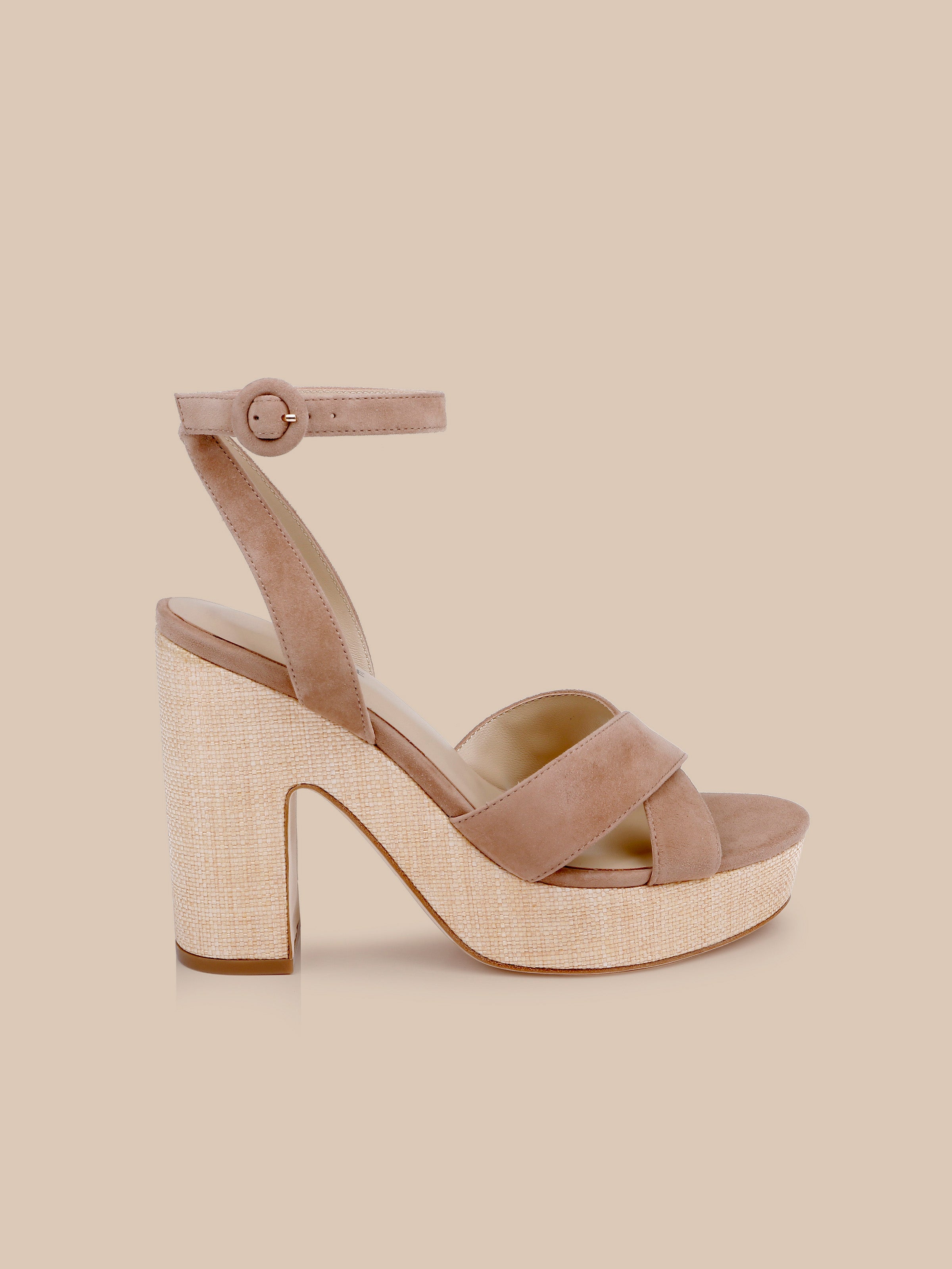 L'Appartement 　PELLICO SANDAL Sandrine Platform Sandal in Cappuccino Suede | L'AGENCE