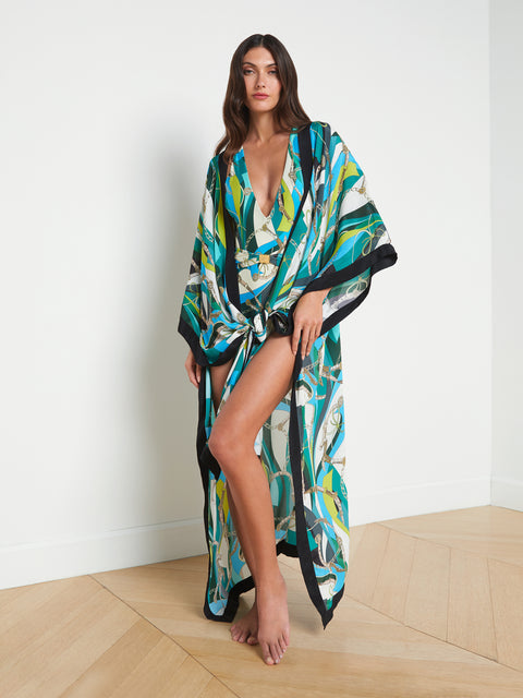 Kara Silk-Blend Kimono Cover-up swim L'AGENCE   