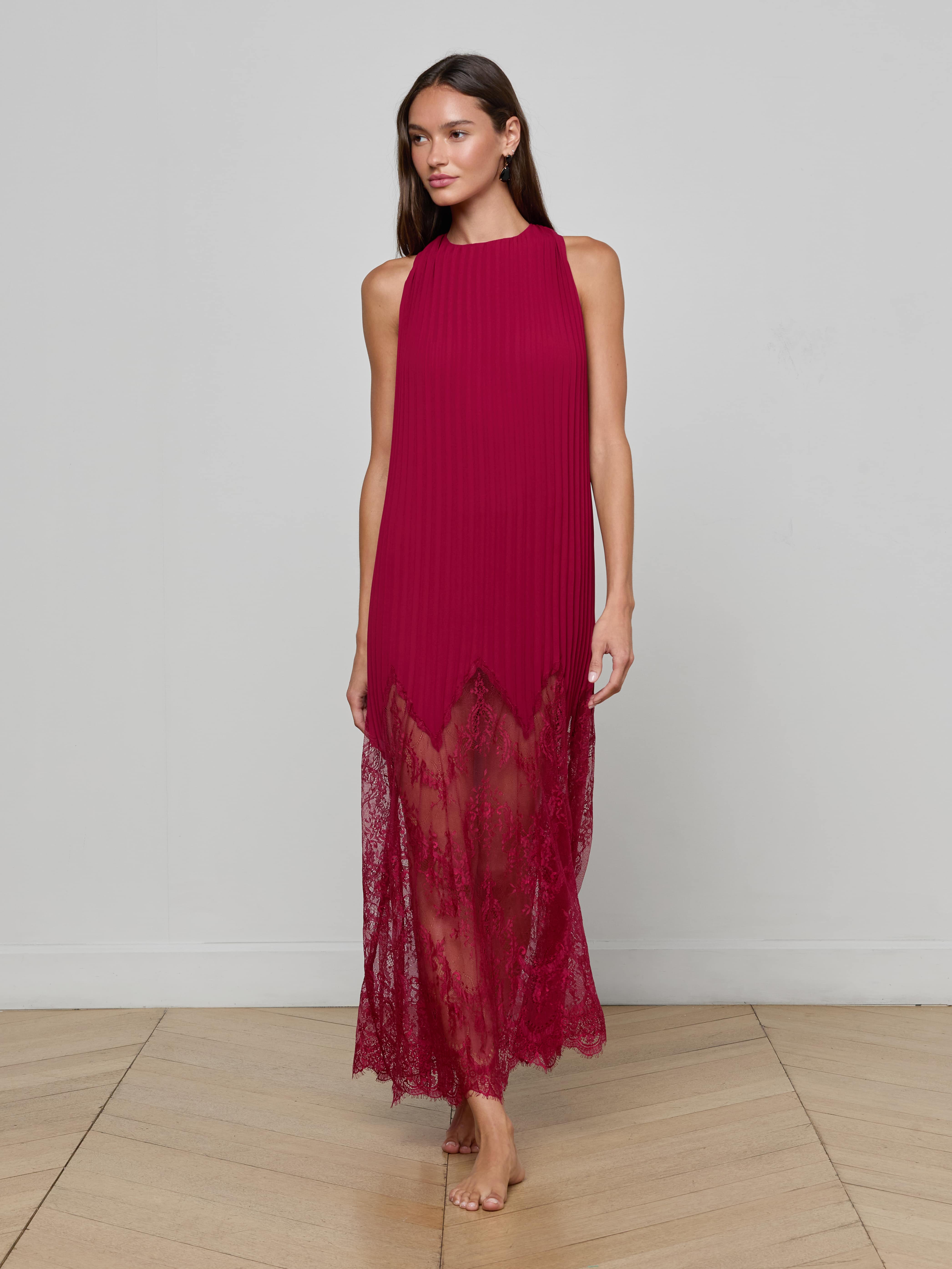 L'AGENCE Adalynn Cover-Up Dress in Black Cherry L'AGENCE Adalynn Cover-Up Dress in Black Cherry