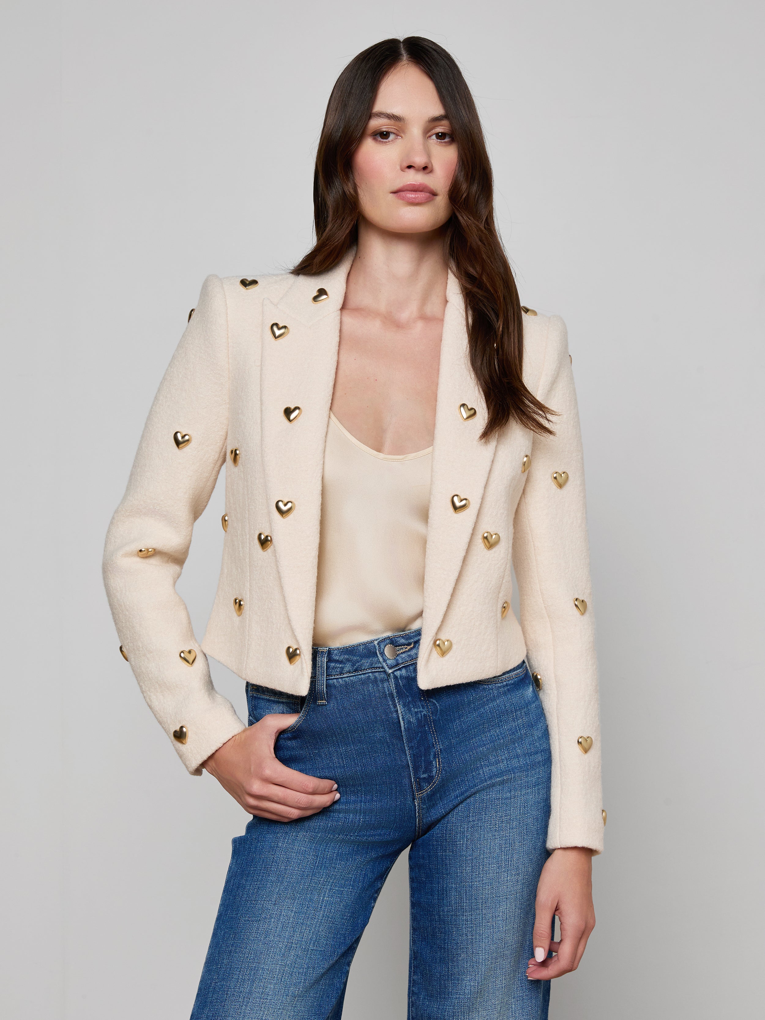 Jen Embellished Blazer in Ecru | L'AGENCE
