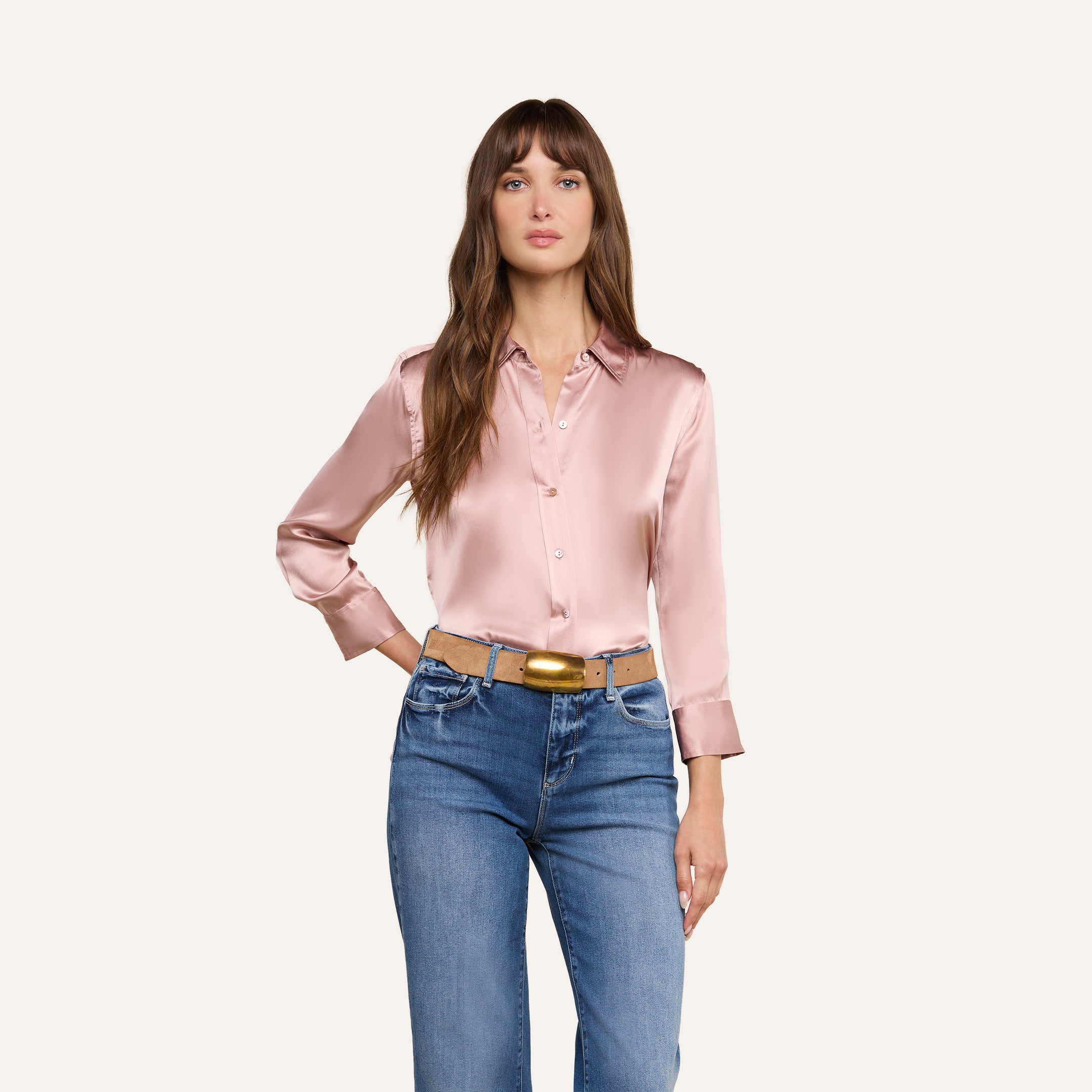 Dani Silk Blouse in Pale Rose | L'AGENCE