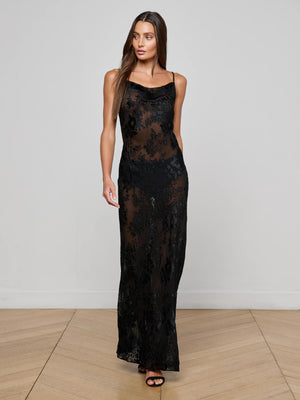 Christine Burnout Satin Dress