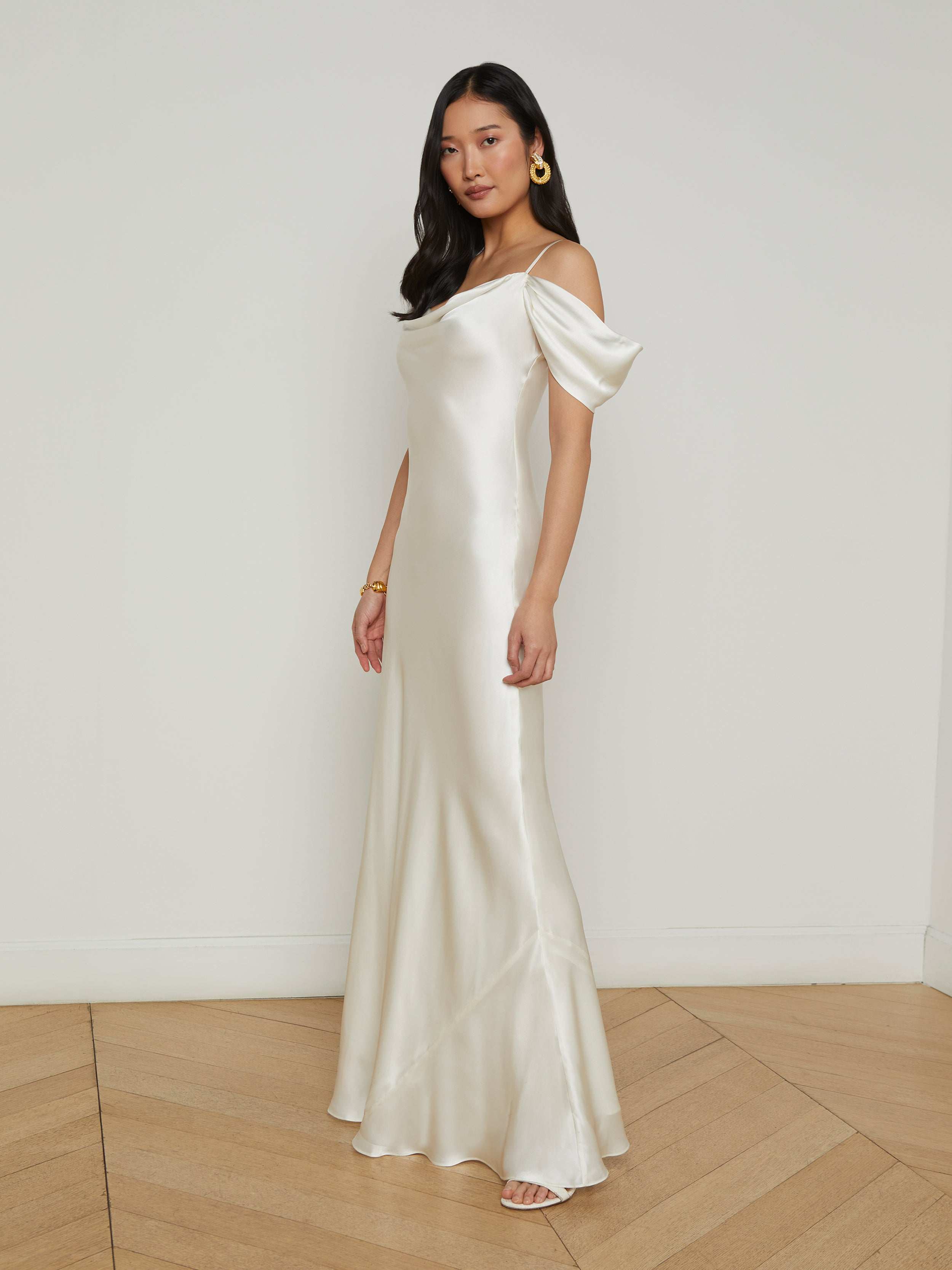 L'AGENCE Kenna Silk Dress In Ivory L'AGENCE Kenna Silk Dress In Ivory